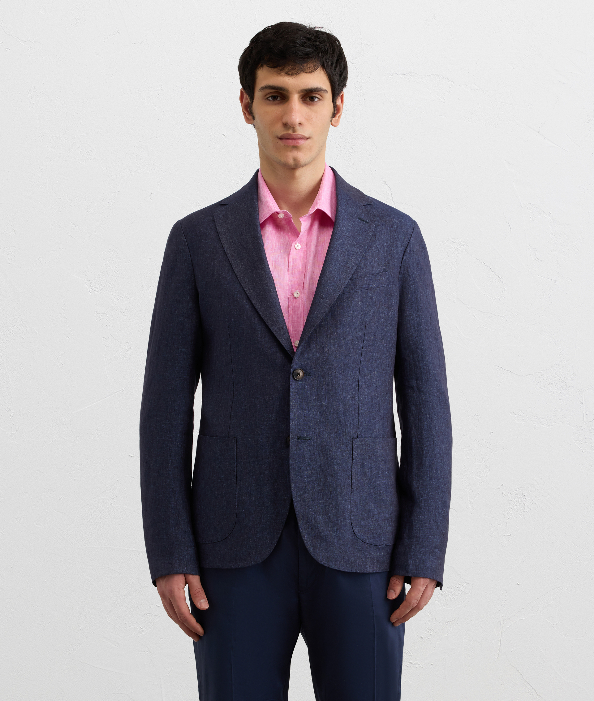 NAVY BLUE UNLINED LINEN JACKET