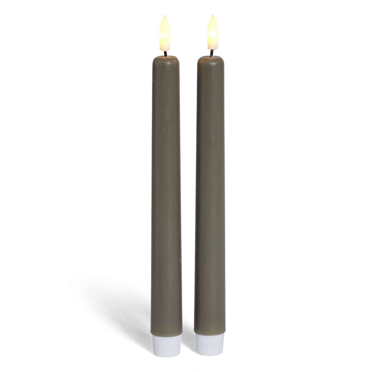 Bougie chandelle LED grise x2