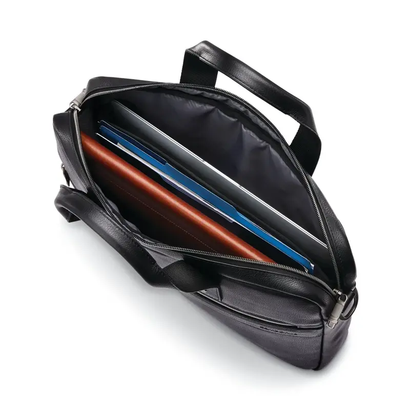 Black Classic Leather Slim Brief Business Bags | 9426-OMTQX - SAMSONITE OUTLET