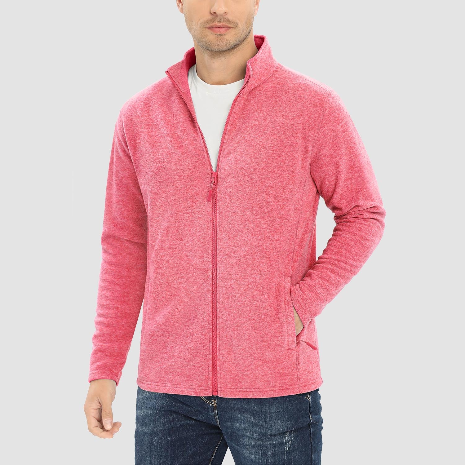 Veste polaire homme, pull, manteau zippé intégral avec poches zippées
