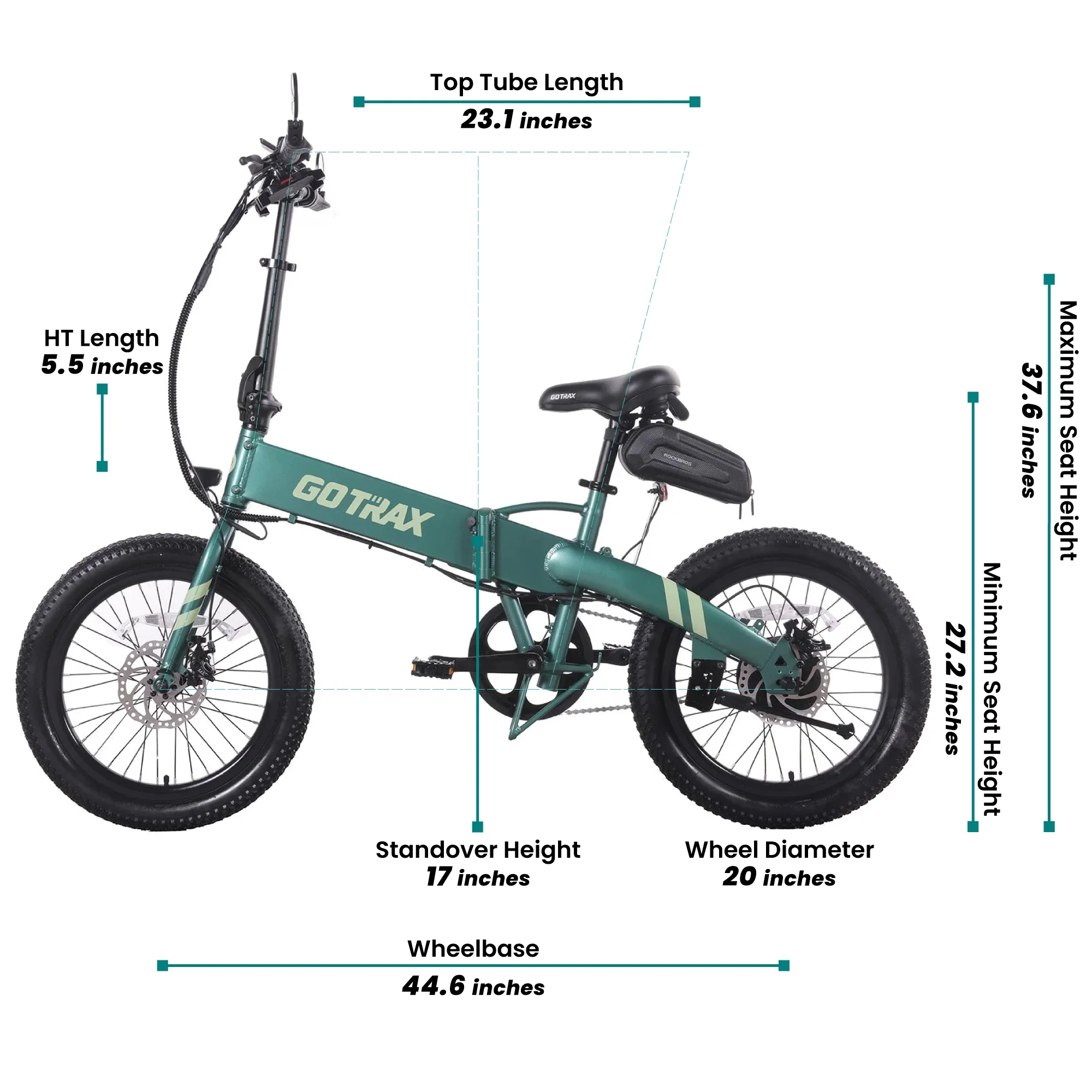 F1V2 20" Adult Folding Electric Bike, 50 Mile Long Range, 48V 10.4Ah Battery, 20MPH Speed, Compact Portable, Black(BLACK) - Image 10