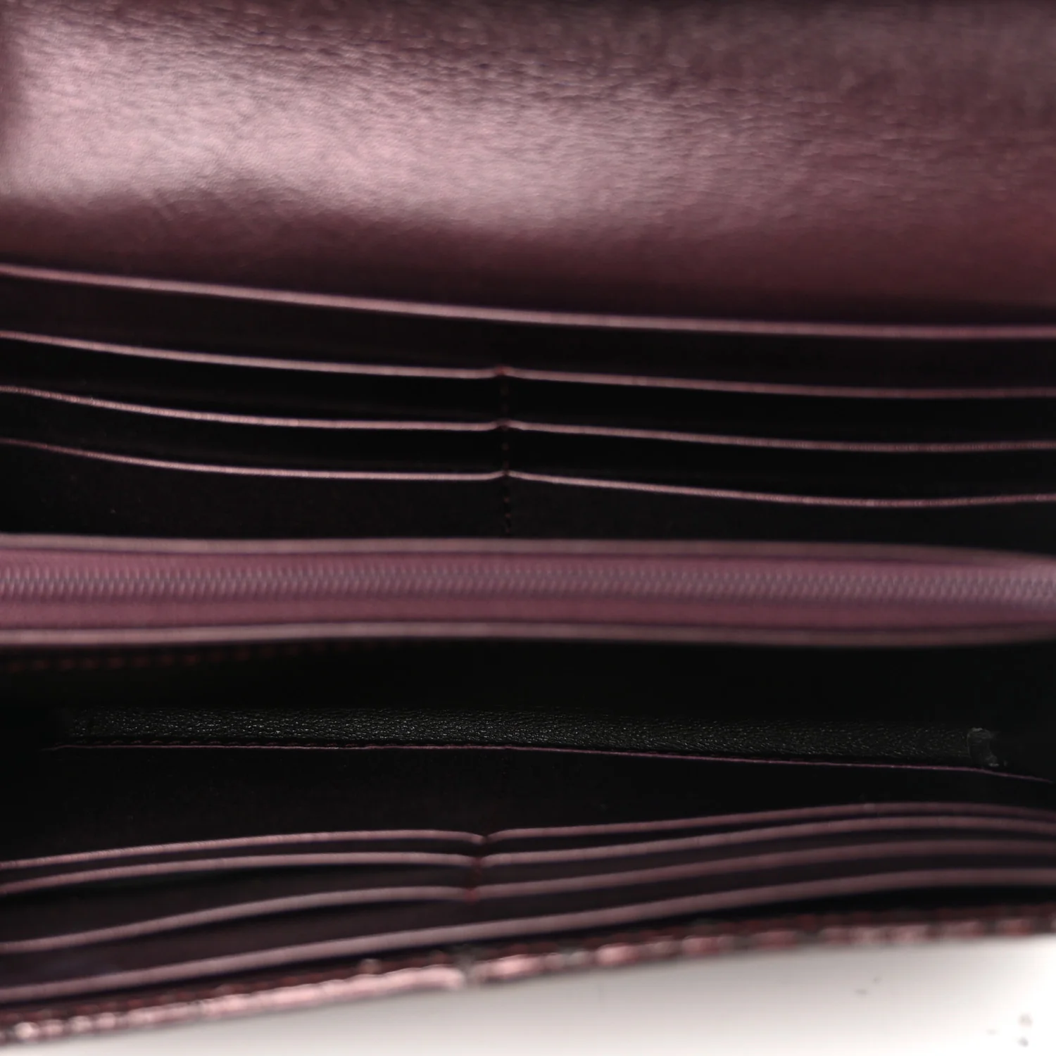 Metallic Snakeskin Soft Stirrup Wallet Brown