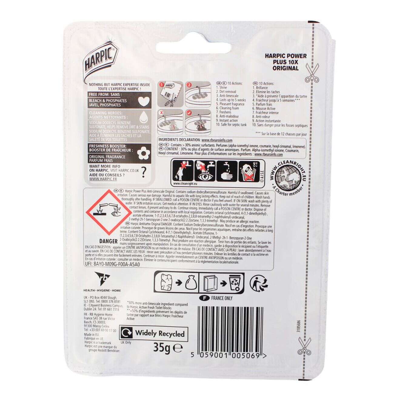 Bloc WC Harpic nettoyage puissant Power Plus bleu