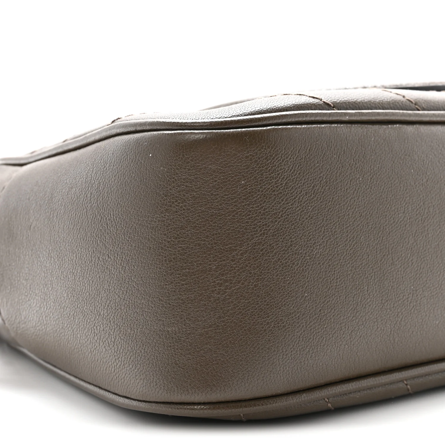 Sakai Be Green Calfskin Diagonal Stitched Small Blondie Shoulder Bag Craclet Brown