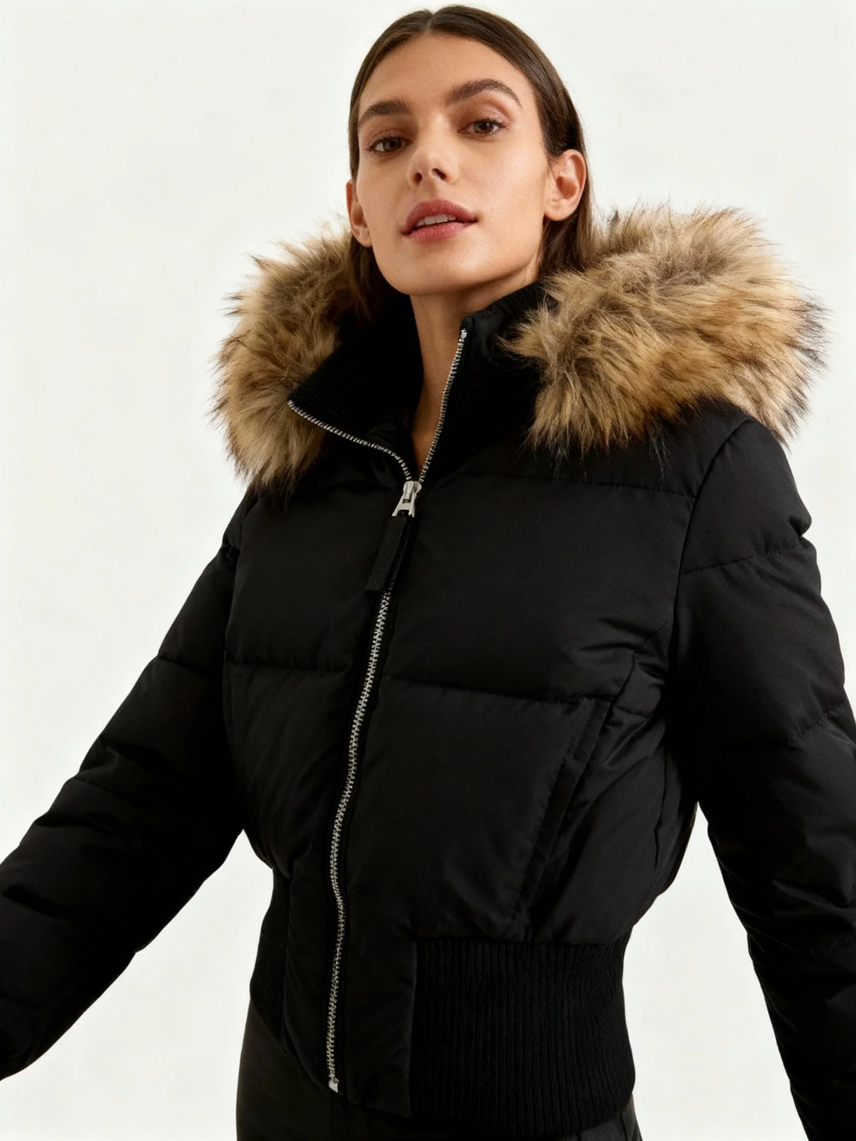Veste d'hiver matelassée légère avec capuche amovible