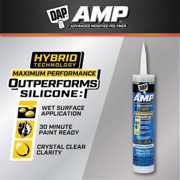 AMP Advanced Modified 9 oz. Crystal Clear Polymer All Weather Window. Door and Siding Sealant (12-Pack)