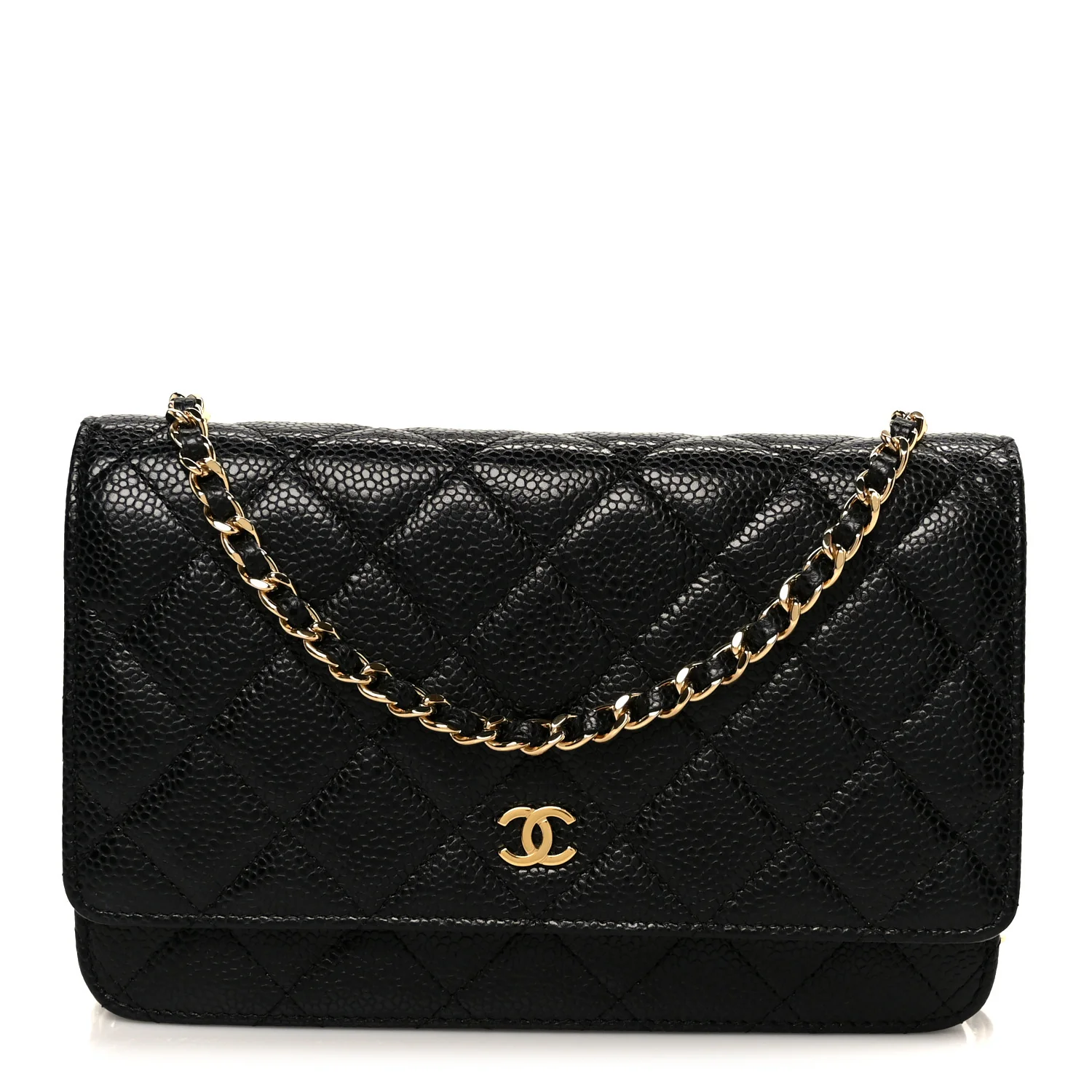 Caviar Quilted Wallet on Chain WOC Black