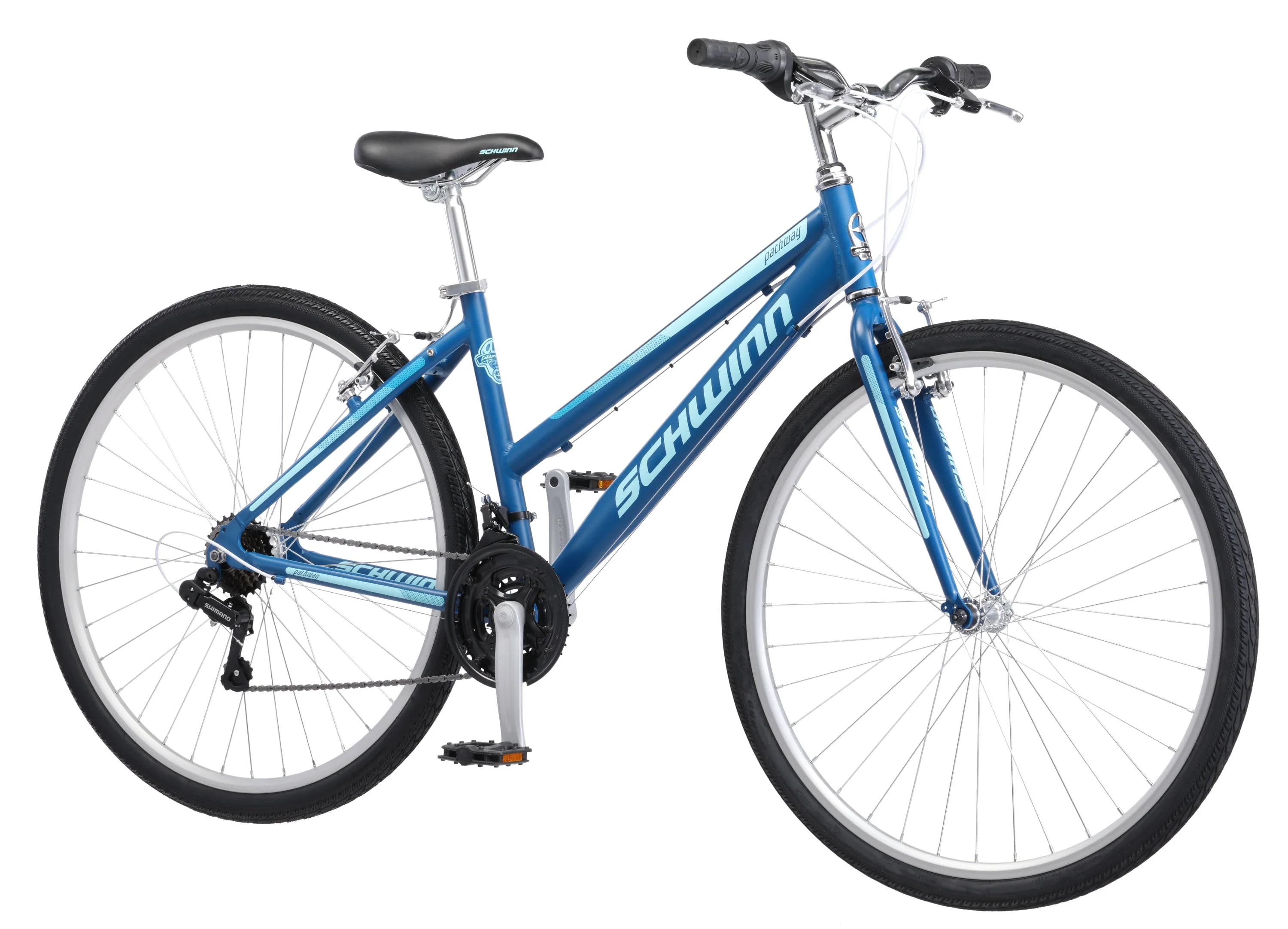 Pathway Multi Use Bike, 700c wheels, 18 speeds, womens frame, blue, 28 inch wheel size, hybrid Image 5