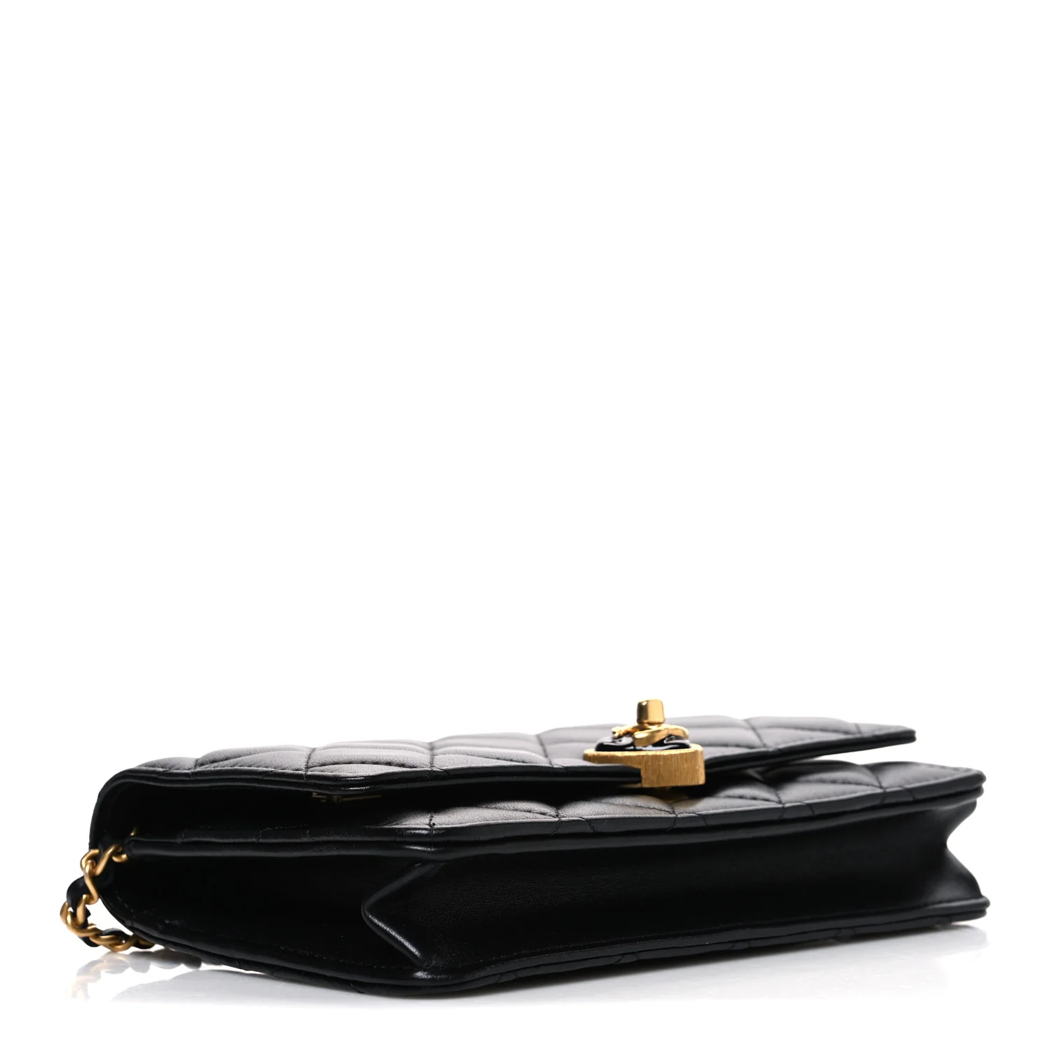 Lambskin Plexiglass Quilted Coco Love Wallet On Chain WOC Black