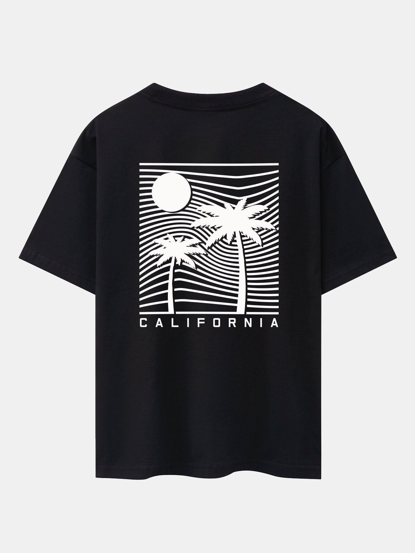 T-shirt oversize épais avec imprimé palmiers de Californie au dos