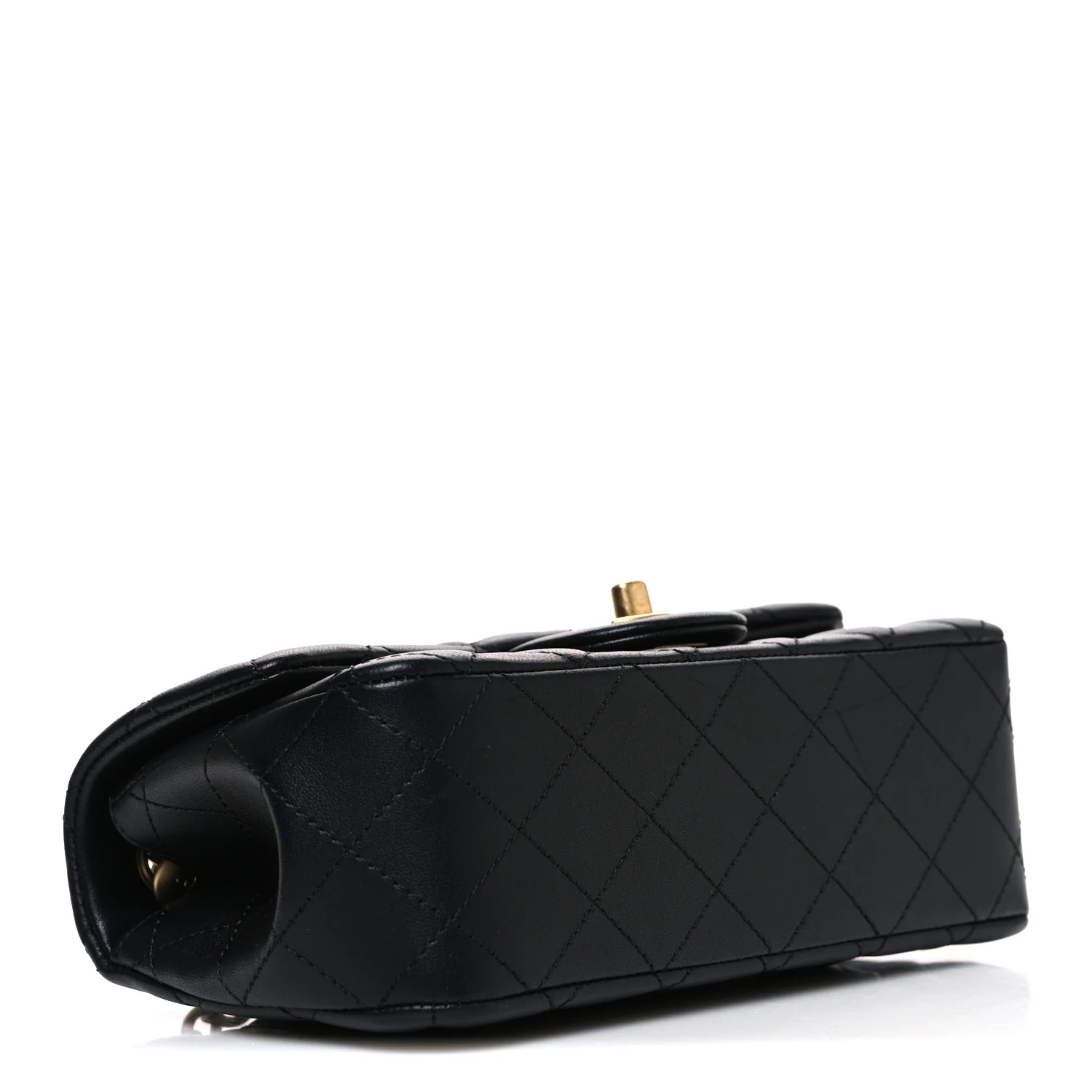Lambskin Quilted Mini Rectangular Sweet Camellia Flap  Black