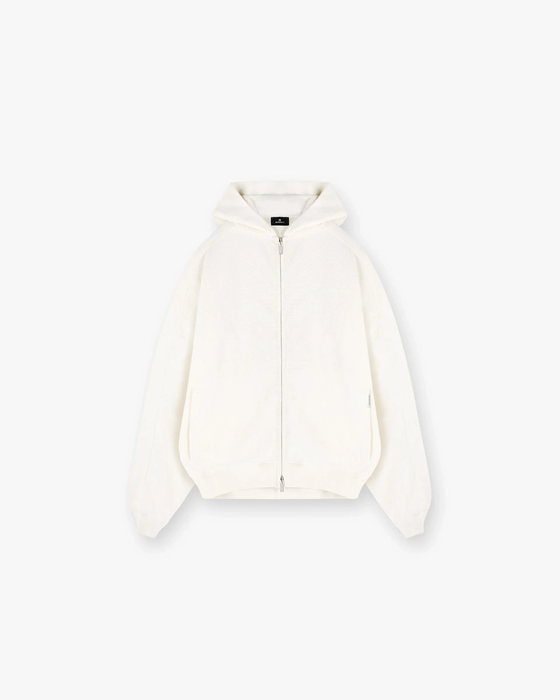 Waffle Zip Through Hoodie - Flat White