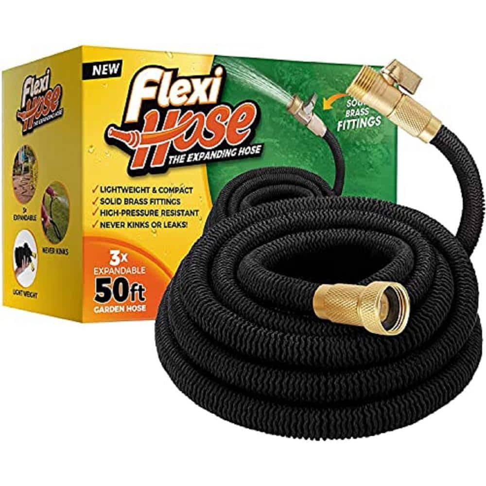 Flexi Hose 3/4 in x 50 ft. Expandable Garden Hose, Lightweight and No-Kink Flexible, Black