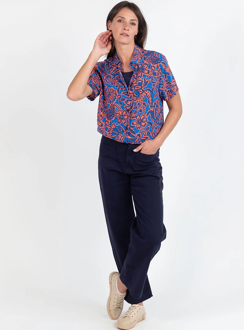 Pantalon femme 7/8ème bleu marine