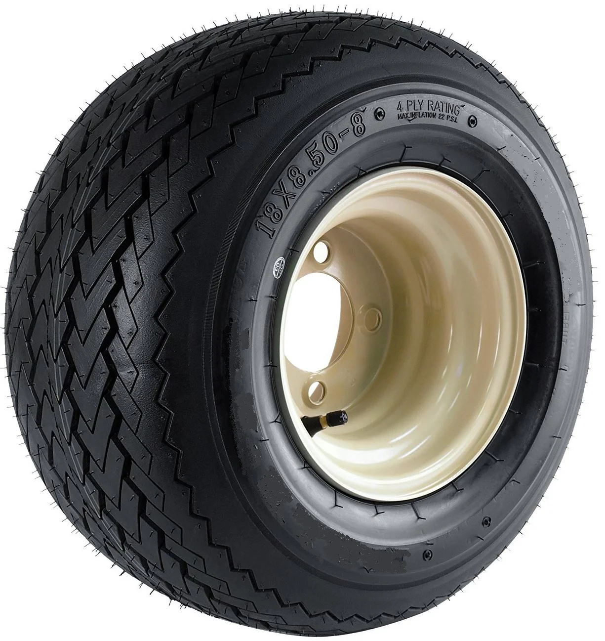4 - Pack 8" Beige Tan Golf Cart Tires Wheels 18X8.50 - 8 18 x 8.5 x 8 E - Z - GO, Cushman, Yamaha, EZGO