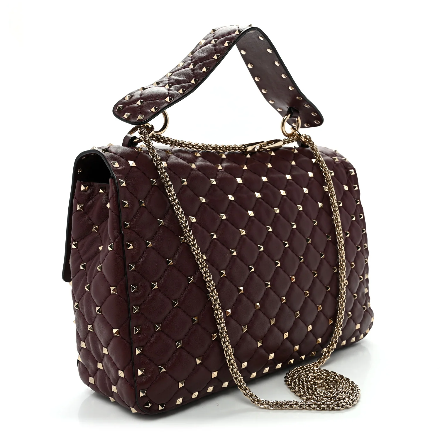 Nappa Large Rockstud Spike Shoulder Bag Rubin