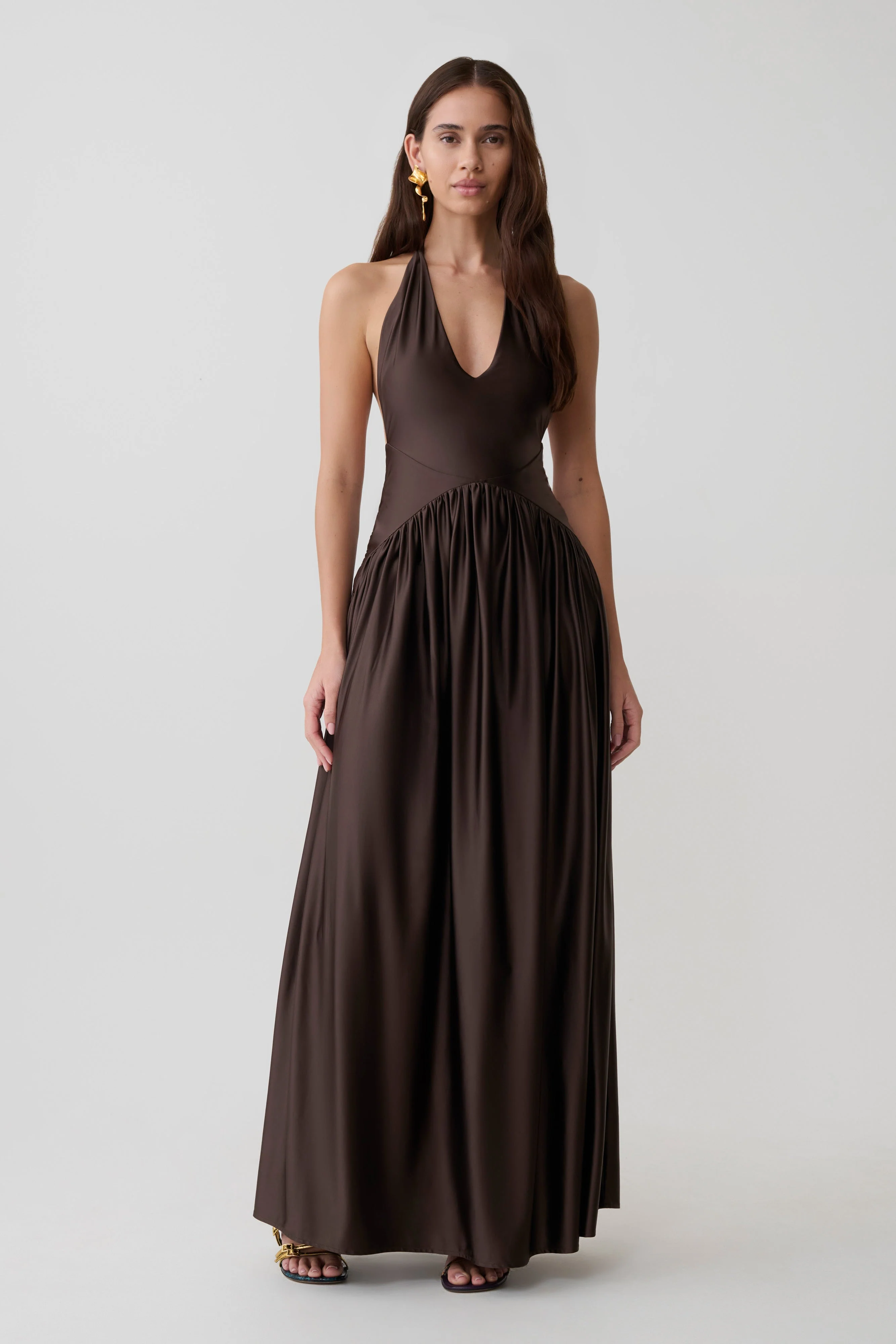 Cypress Halter Maxi Dress - Chocolate
