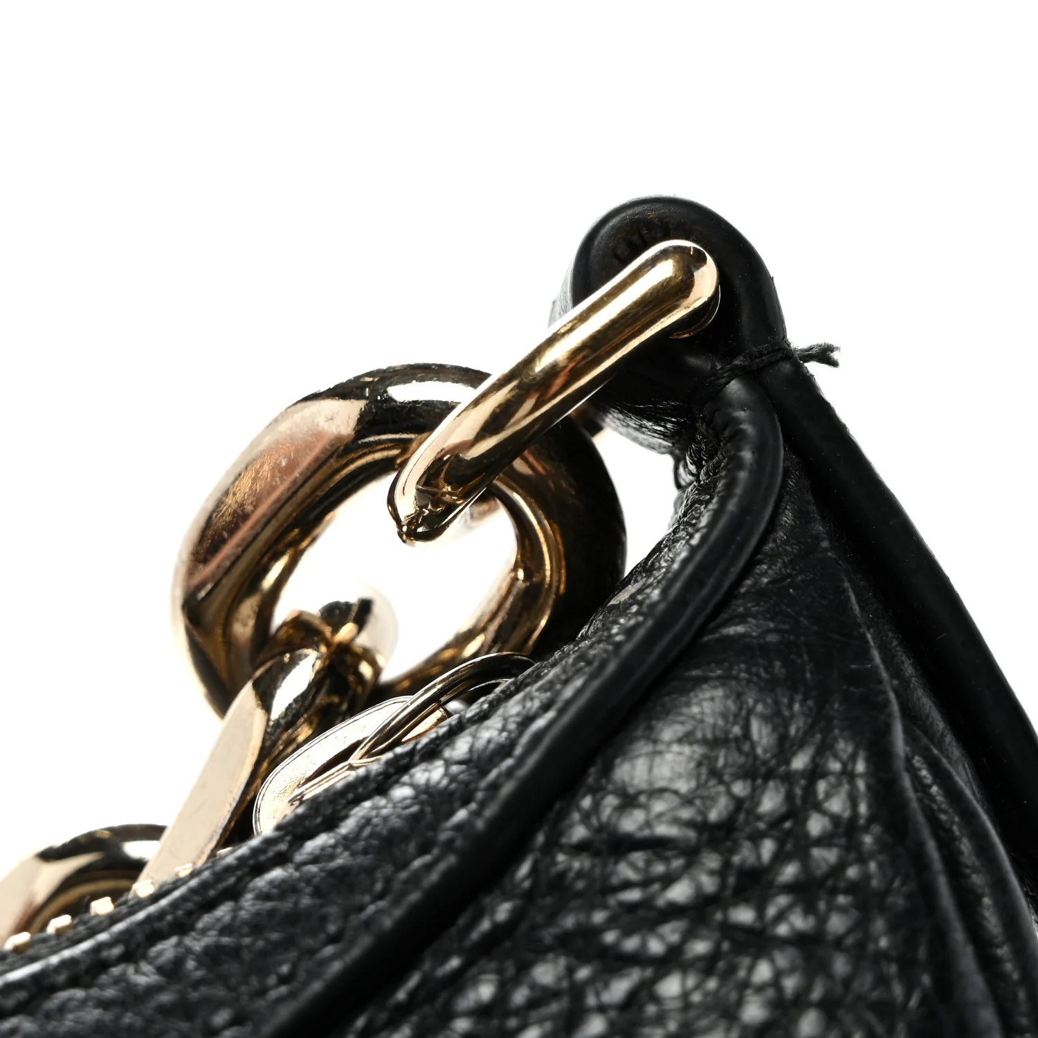 GG Grainy Calfskin Emblem Large Half Moon Shoulder Bag Black