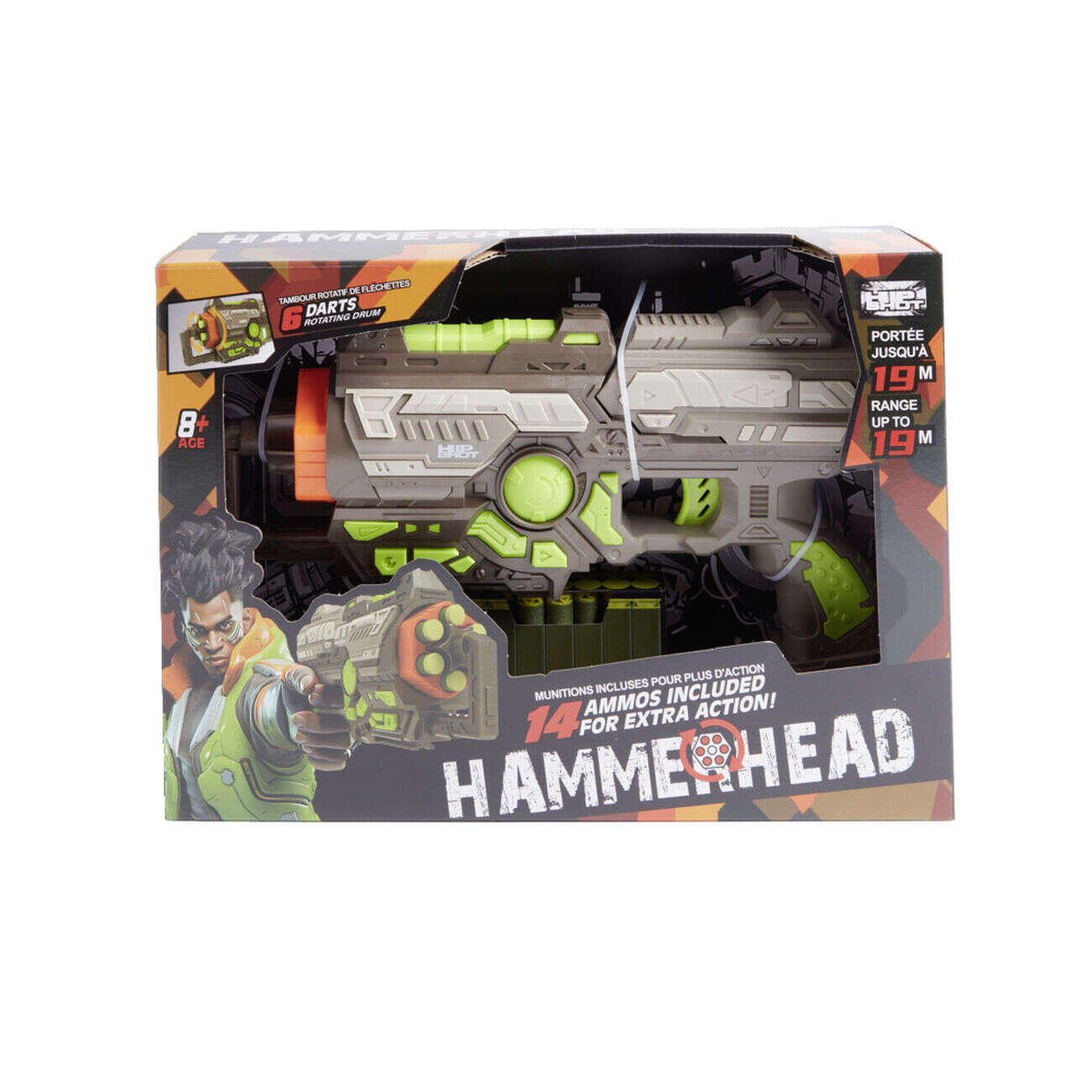 Pistolet rotatif avec 6 flechettes