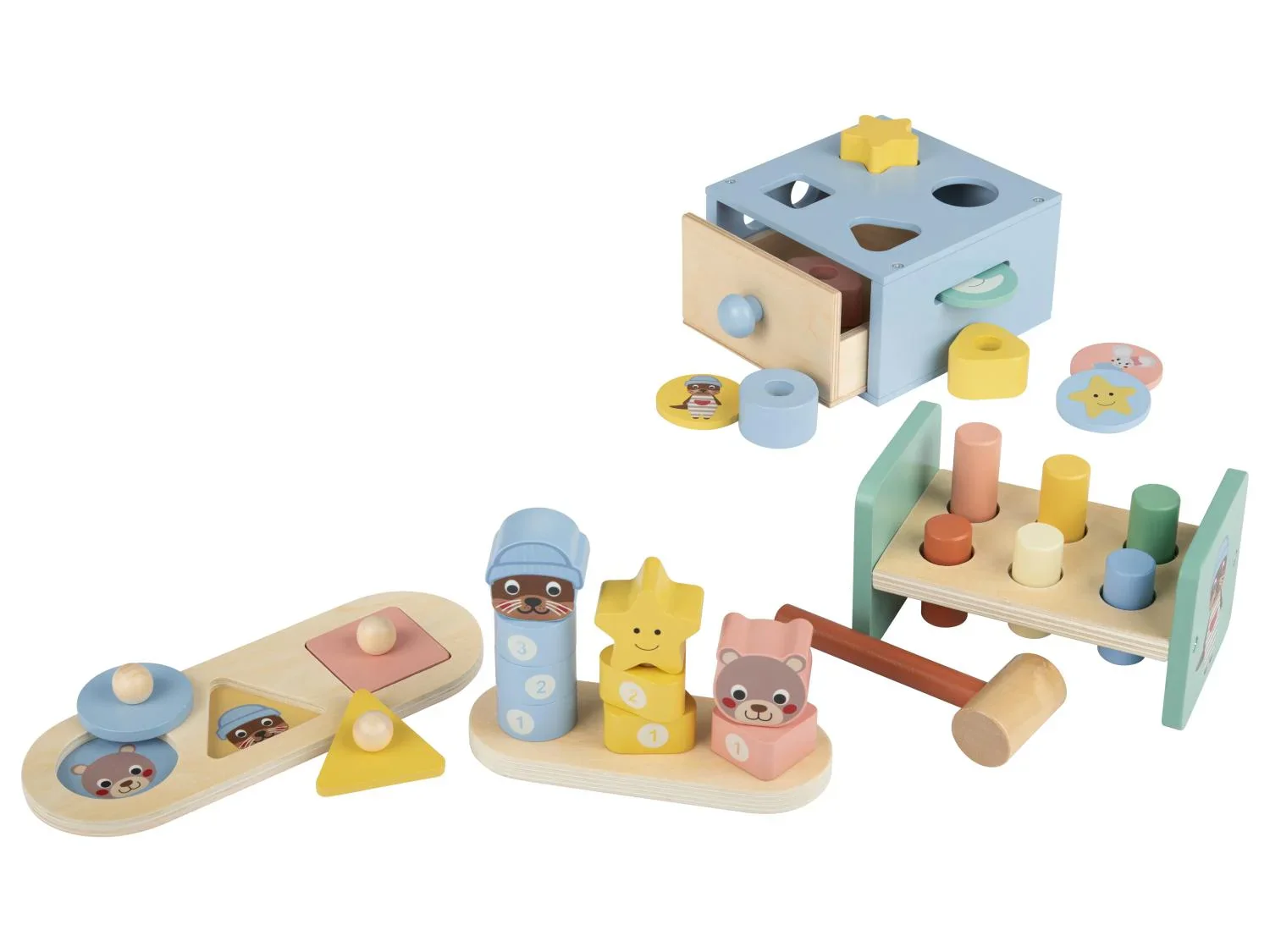 lupilu Bote de jeu et dapprentissage en bois