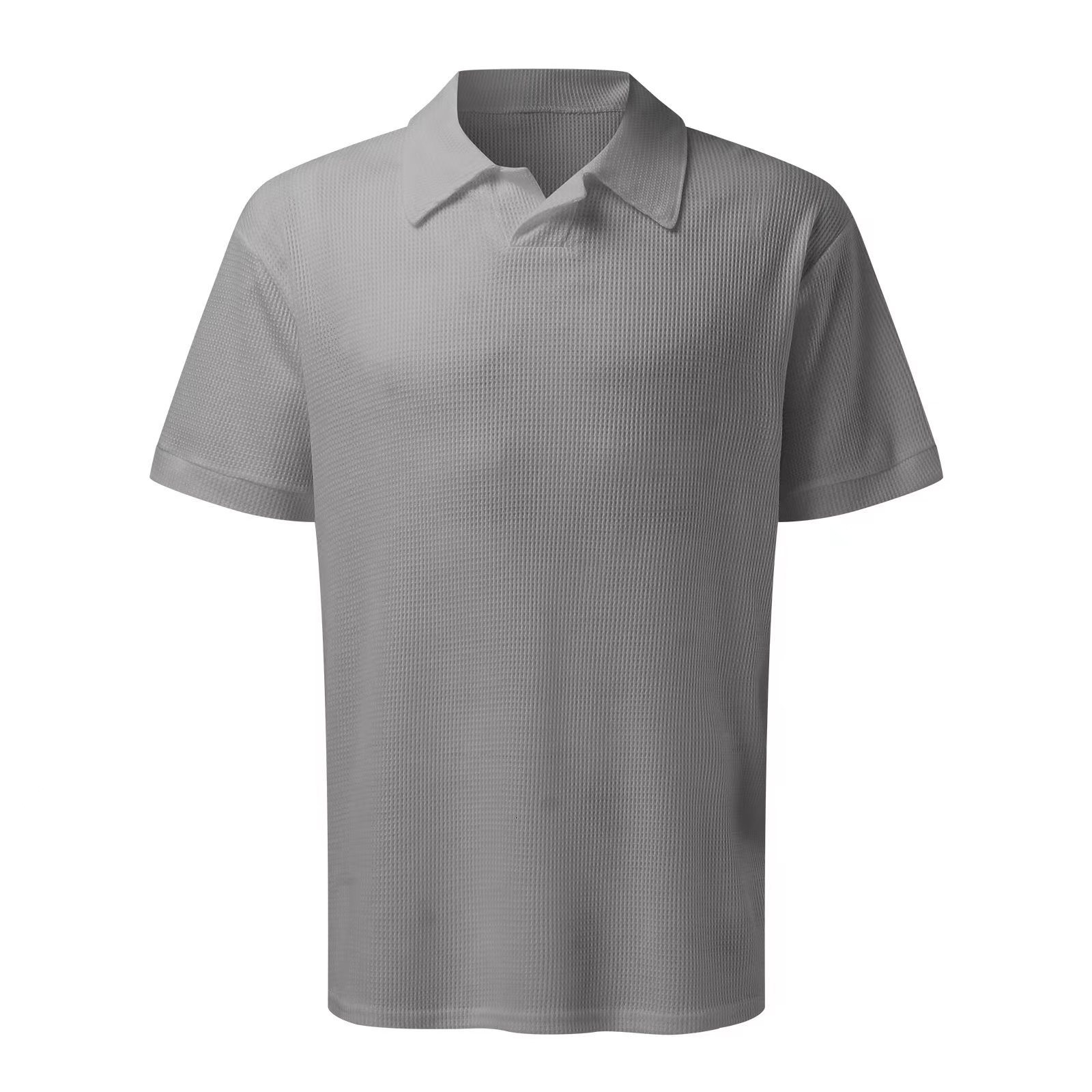 Polo gris en maille à col en V pour homme Suitmens