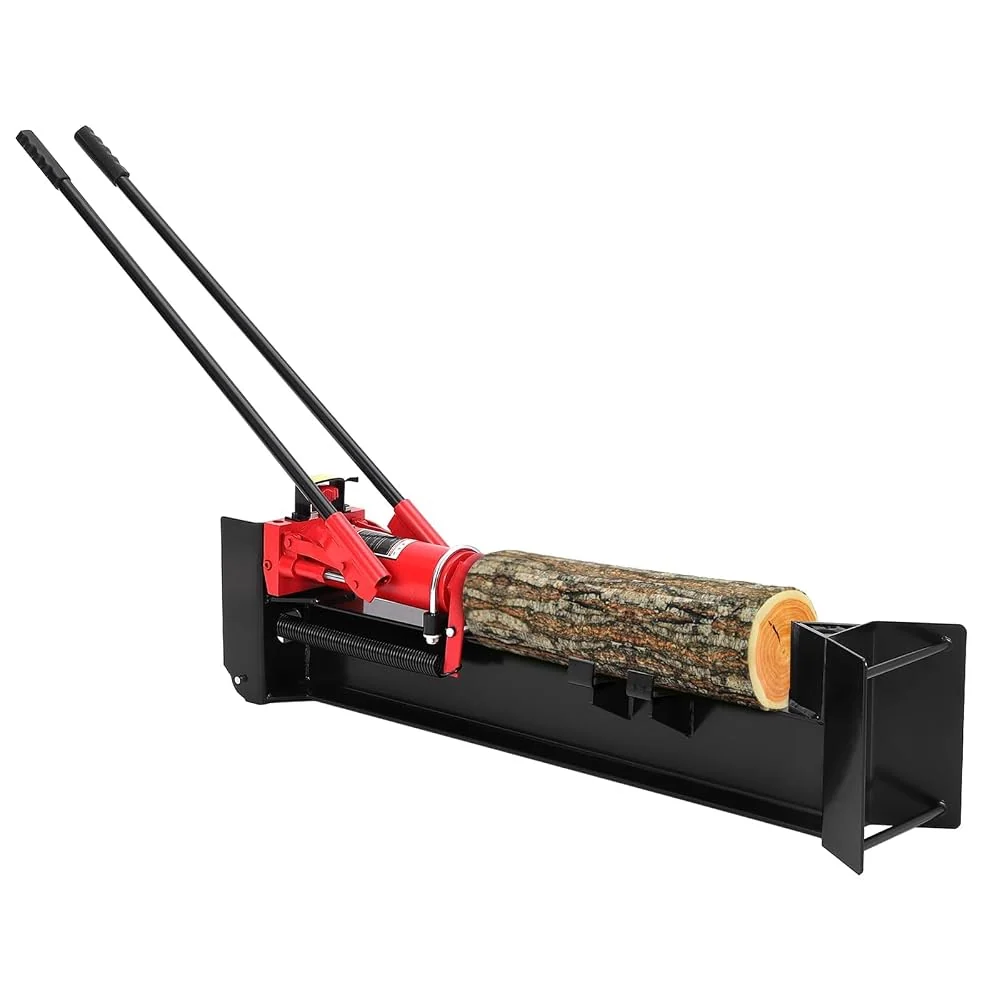 12 Ton Hydraulic Log Splitter Wood Cutter - Log Splitters for Firewood with Horizontal Full Steel Beam & Built-in Wheels, Manual Log Splitter for Backyards, Farms, and Homesteads