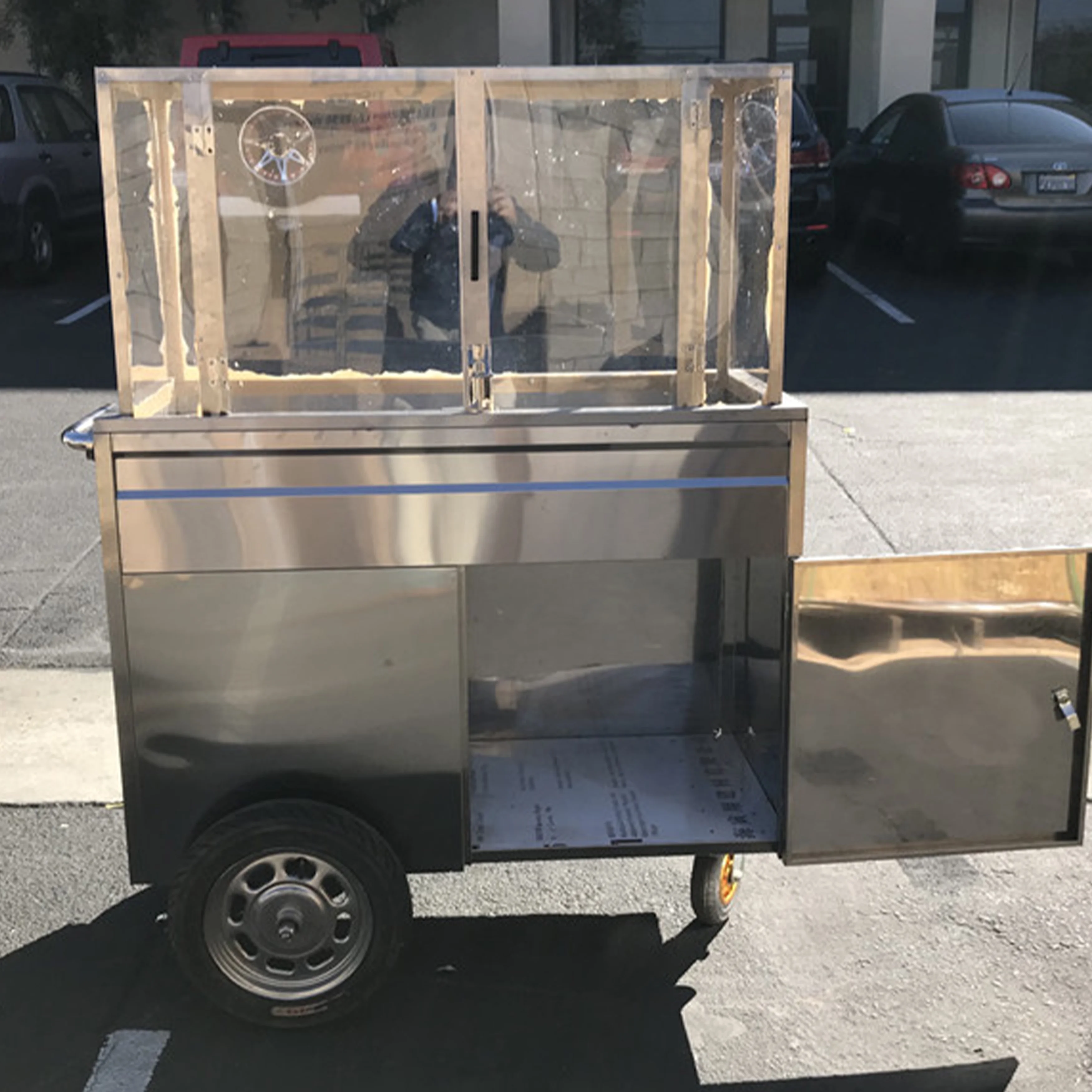 44'' Commercial Street Vendor Carro De Fruta Fruit Cart Concession Stand Street Fruit Cart - Image 7