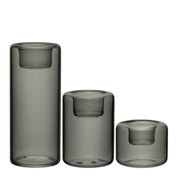 Happy lyslykt 6,8/10,5/15 cm 3 stk antracit