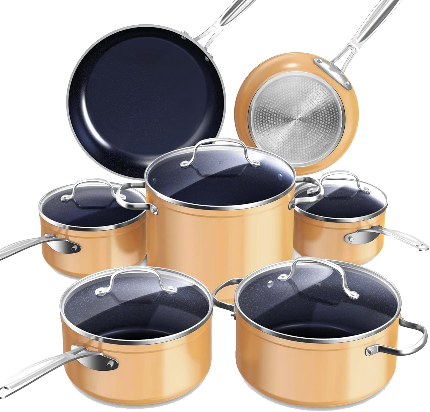 Nuwave Healthy Duralon Blue Ceramic Nonstick Cookware Set, PFAS Free