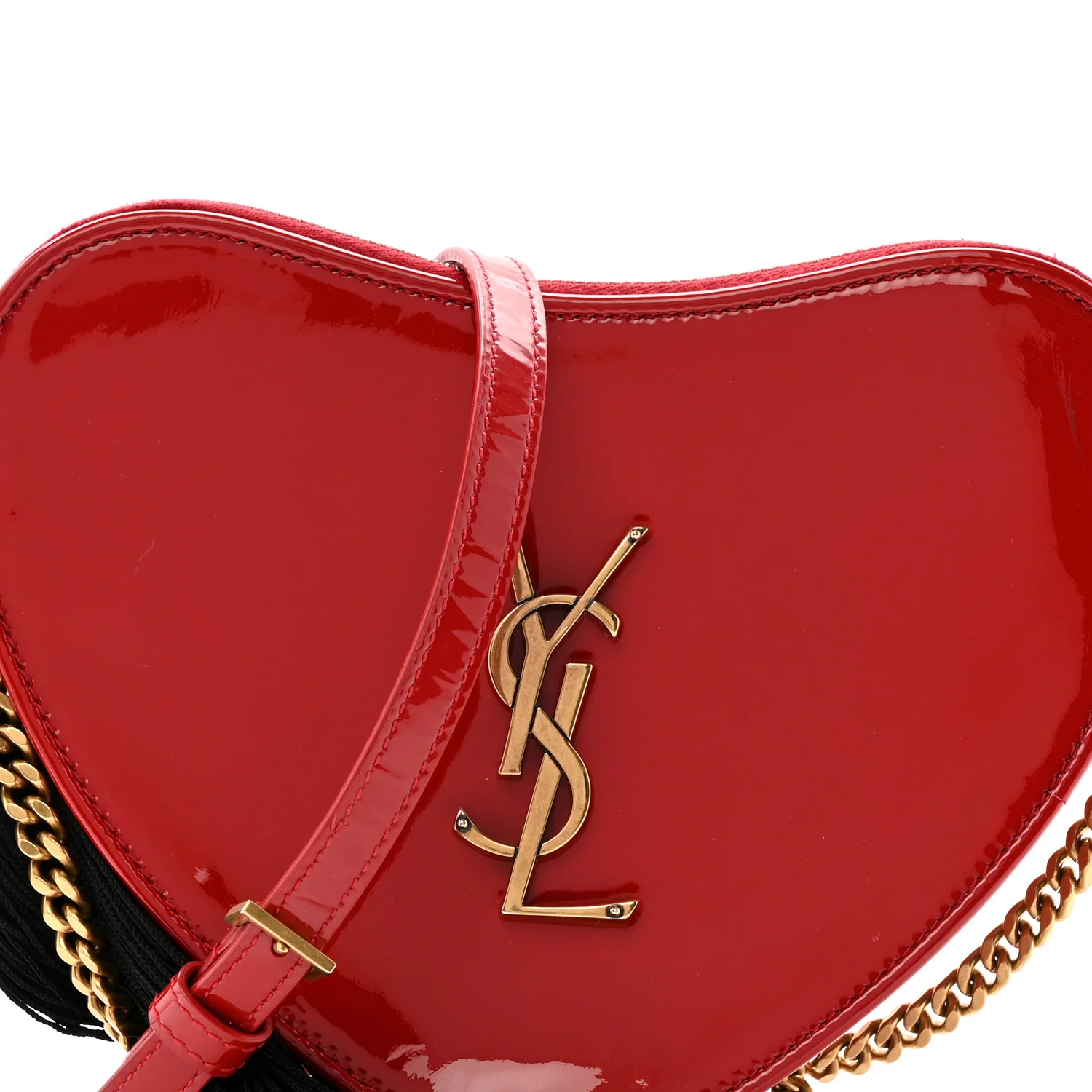 Patent Heart Monogram Crossbody Red