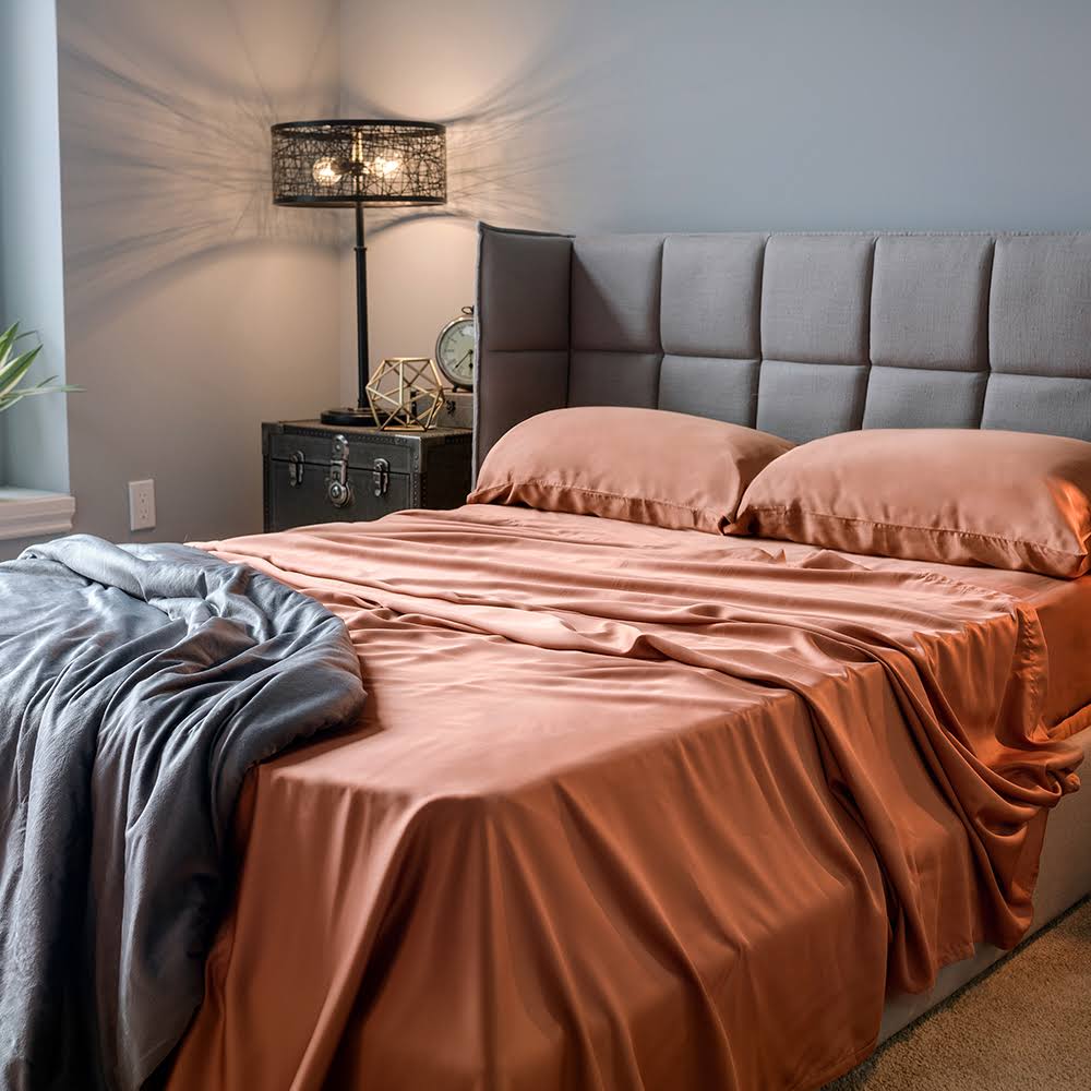 Luxury Bed Sheets (King) | 100% Viscose from Bamboo | Thermal Regulating | Terracotta | LUXOME