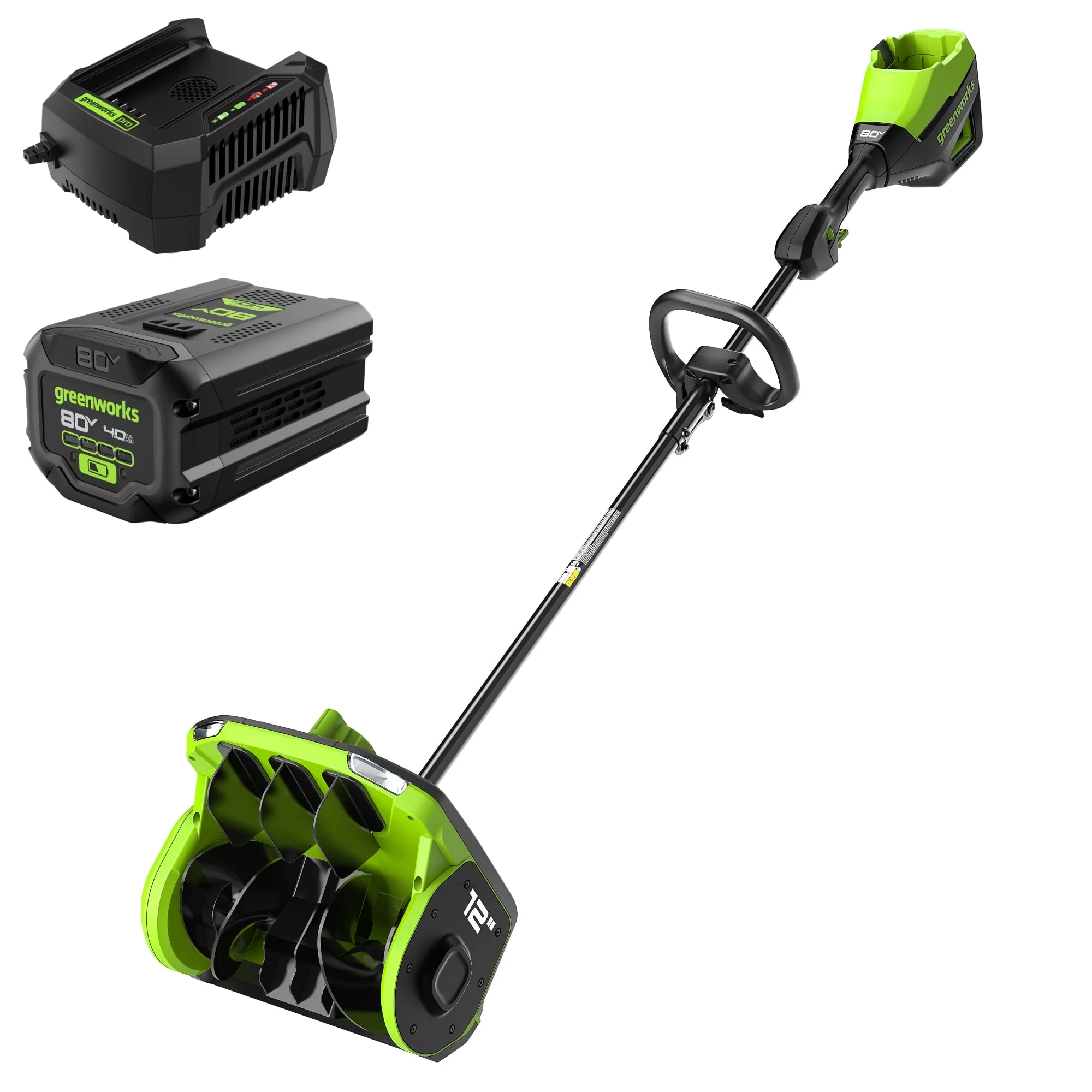 Open Box 80V 12" Cordless Battery LED Snow Shovel with Directional Vanes, 4.0Ah Battery and Charger