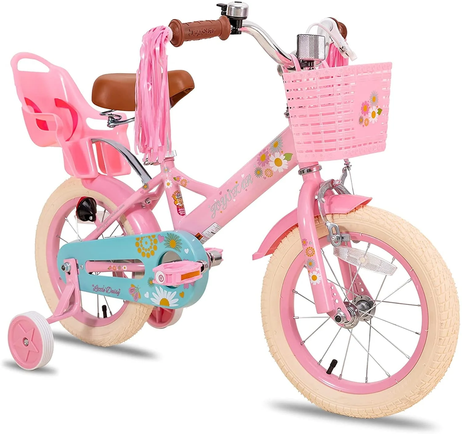 Little Daisy 12 in Kids Bike for 2 3 4 Years Girls with Training Wheels Princess Kids Bicycle with Basket Bike Streamers Toddler Cycle Bikes Pink