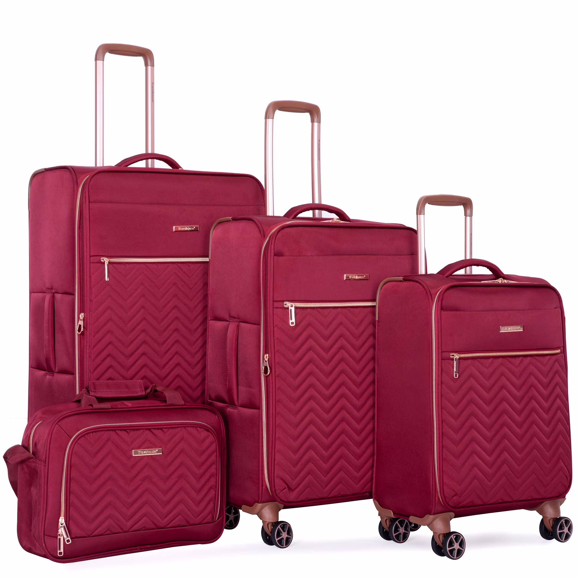 4 Piece Luggage Set Softside Expandable Lightweight Suitcase with Double Spinner Wheels.(Black)(Black/4) - Image 9
