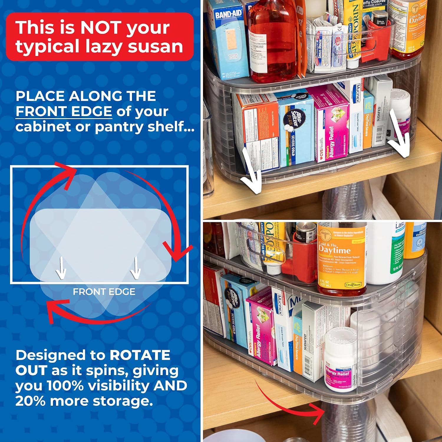 Mighty Susan 2-Tier Lazy Susan Organizer for Cabinet, Steel Reinforced