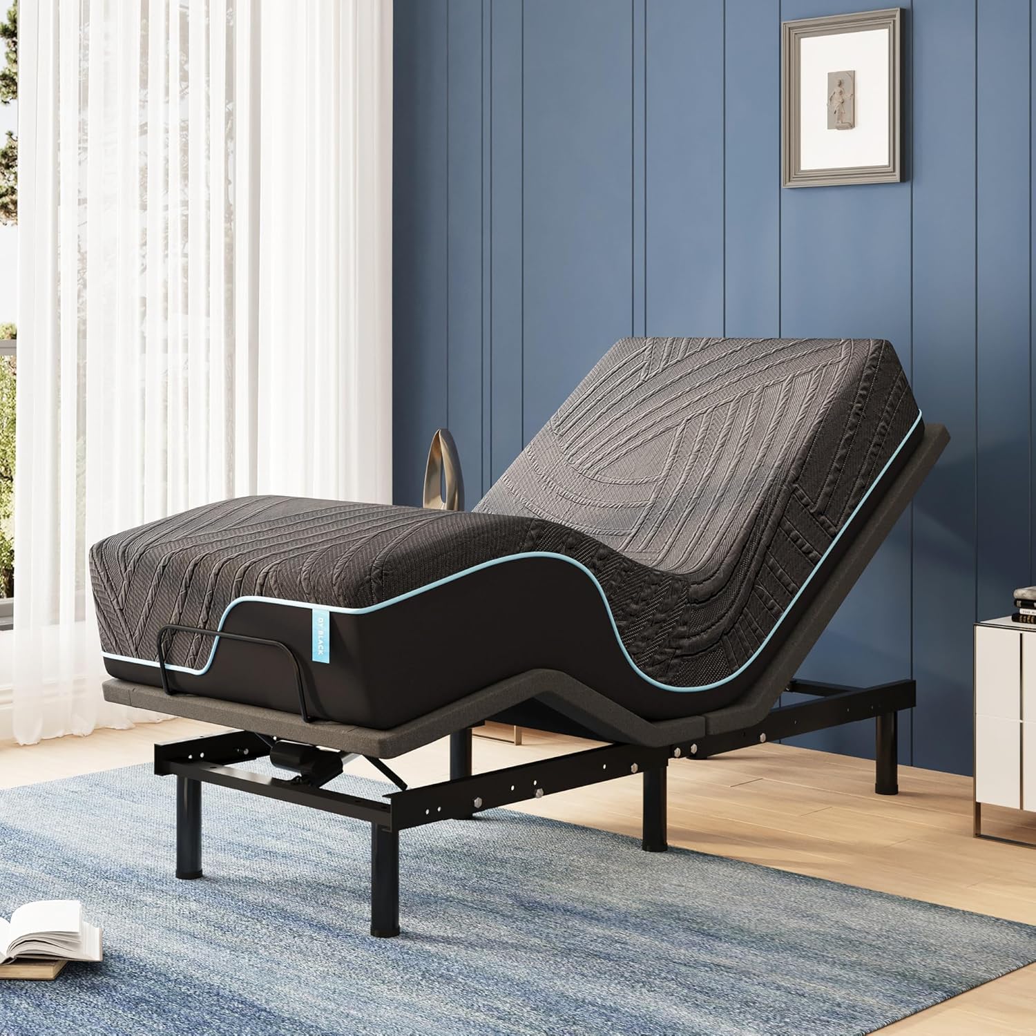 Twin XL Adjustable Bed Base Frame with 14 Inch Cooling Copper Memory Foam Mattress, Wireless Remote & Head and Foot Incline, Zero Gravity, CertiPUR-US Certified & Fiberglass Free, 80