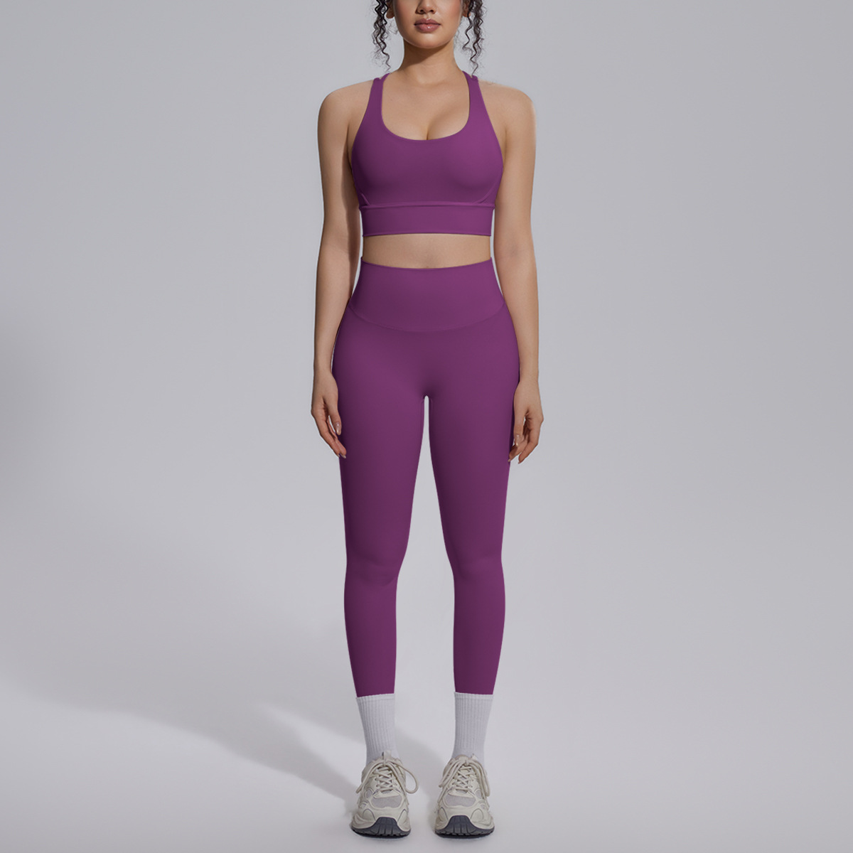 Cross-back form-fitting nude-feel sports yoga outfit set