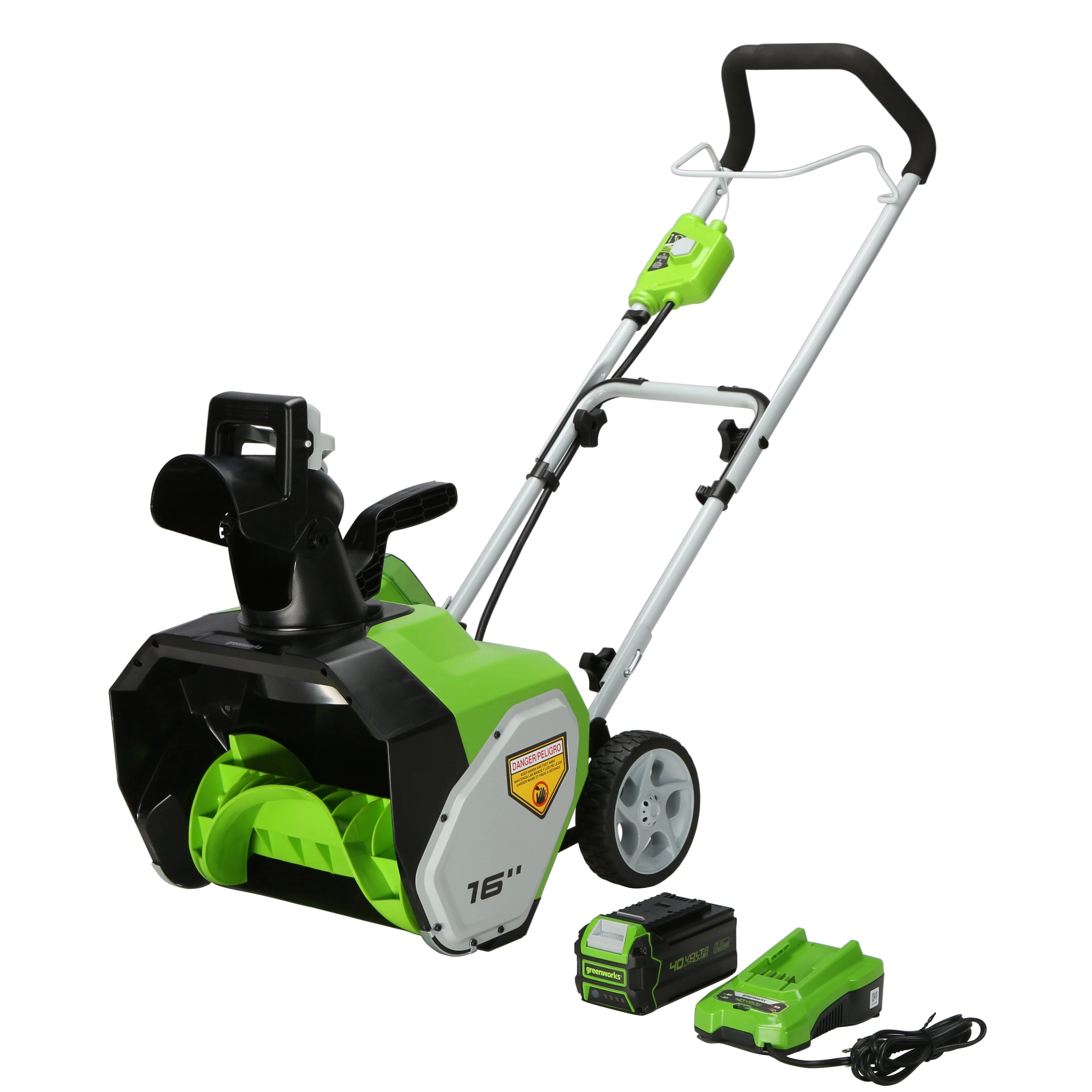 40V 16" Cordless Snow Thrower with 5Ah USB Battery and Charger