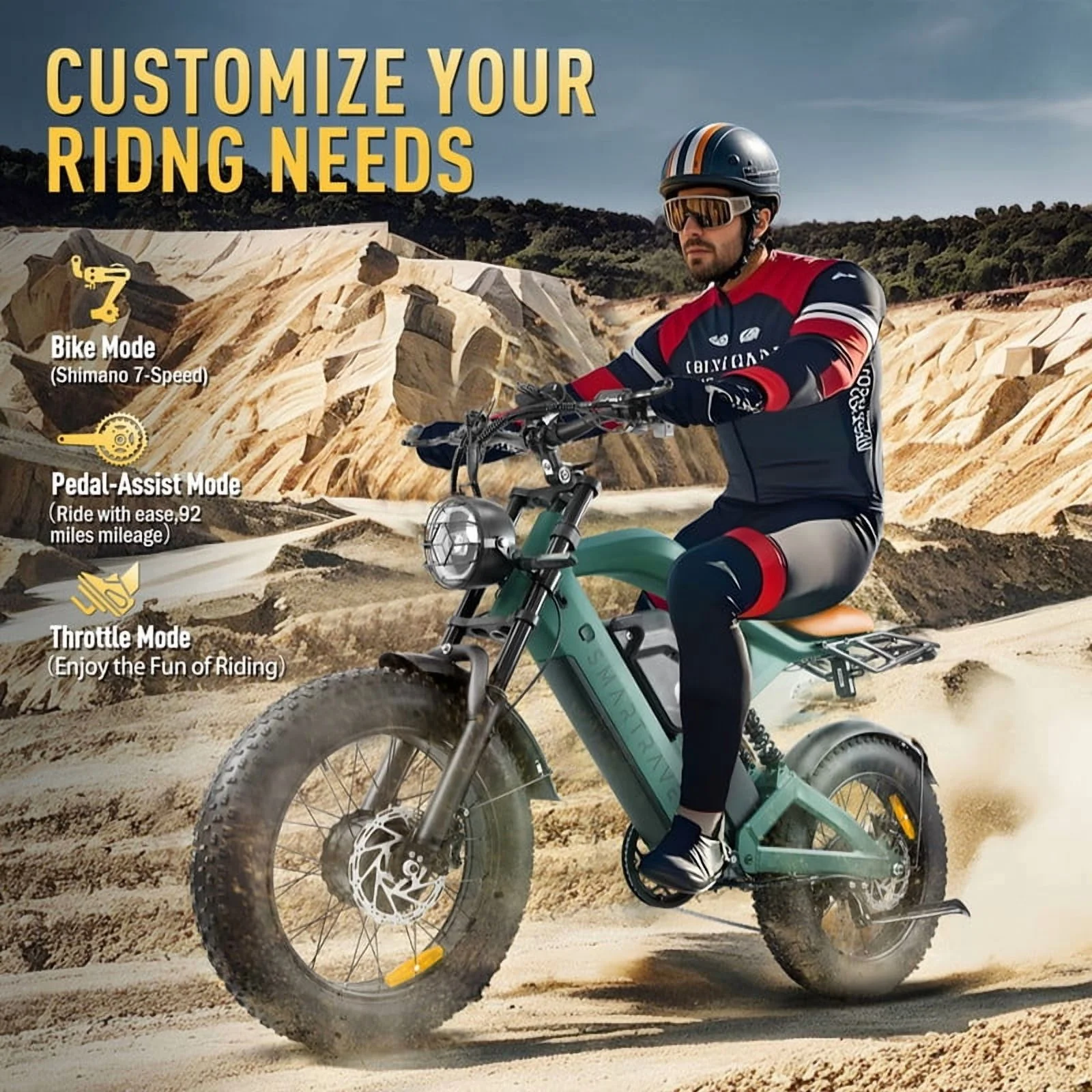 3000W(Peak) Motor 35MPH ST202 Electric Dirt Bike for Adults,52V50AH Dual Battery Ebike, 92+ Miles Range,20" Motorcycle Tire UL2849 Certified, Full Suspension(ZM22 2000W Green) - Image 10