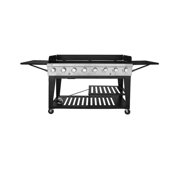 8-Burner Event Propane Gas Grill with 2 Folding Side Tables