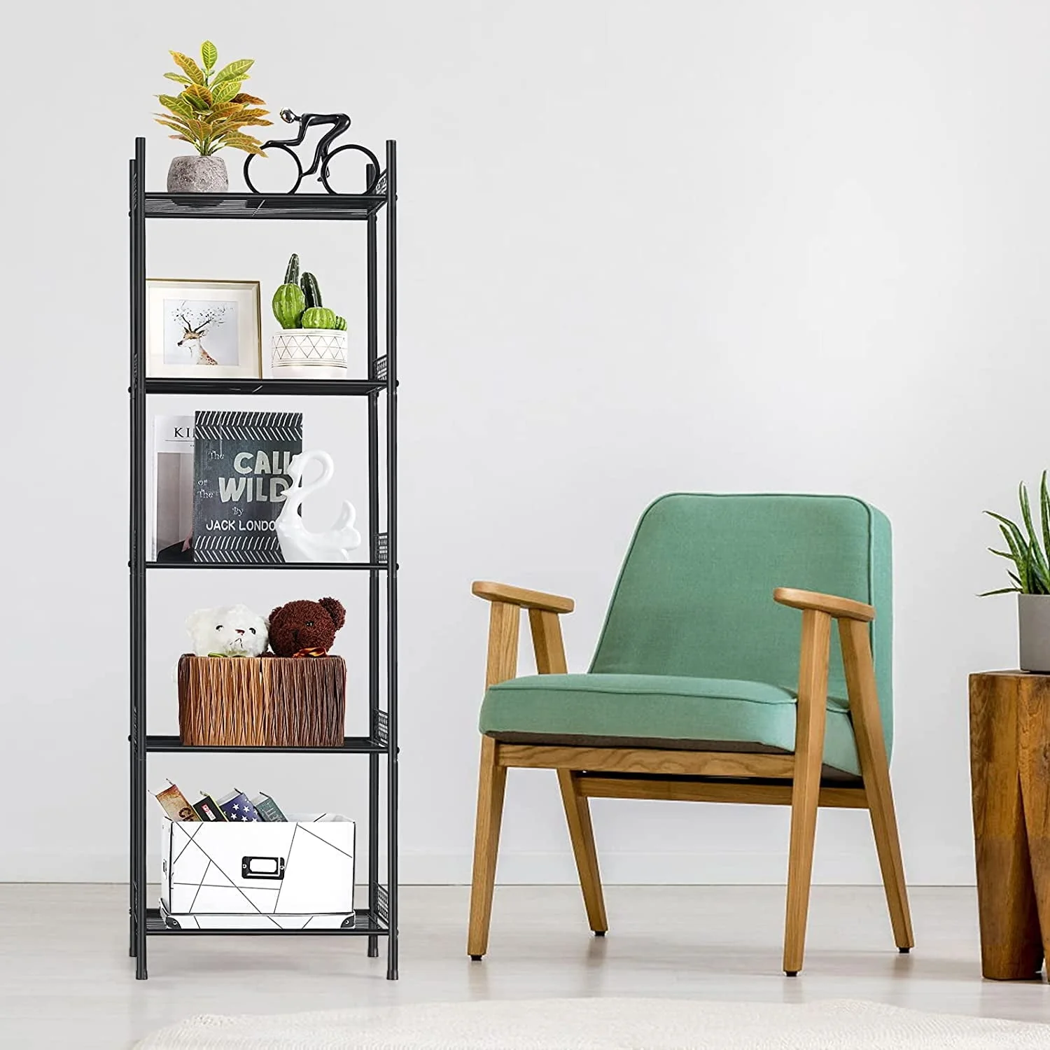5 Tier Wire Shelving Unit Metal Storage Organizer Rack, Black, Set of 2