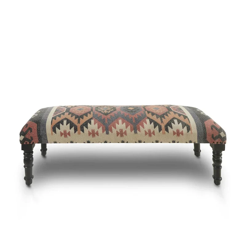 47-Inch Multicolored Southwestern Rectangular Bench