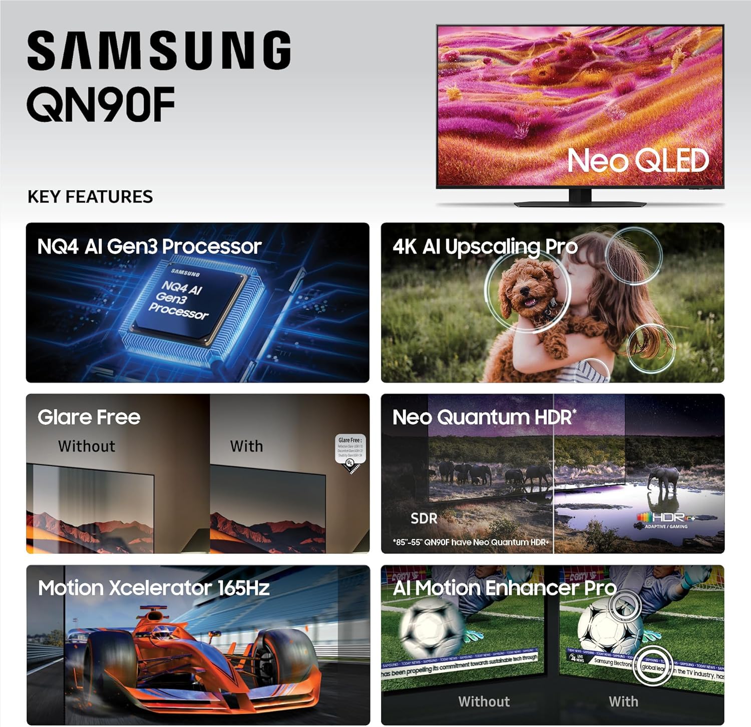Samsung 50-Inch Class Neo QLED 4K QN90F Series  Vision AI  Mini LED Smart TV (2025 Model  50QN90F) Neo Quantum HDR+  Object Tracking Sound Lite w/Dolby Atmos  Glare Free  Gaming Hub  Alexa Built-in