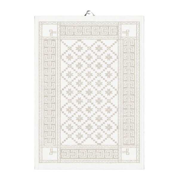 Åttebladrose håndkle 50x70 cm beige