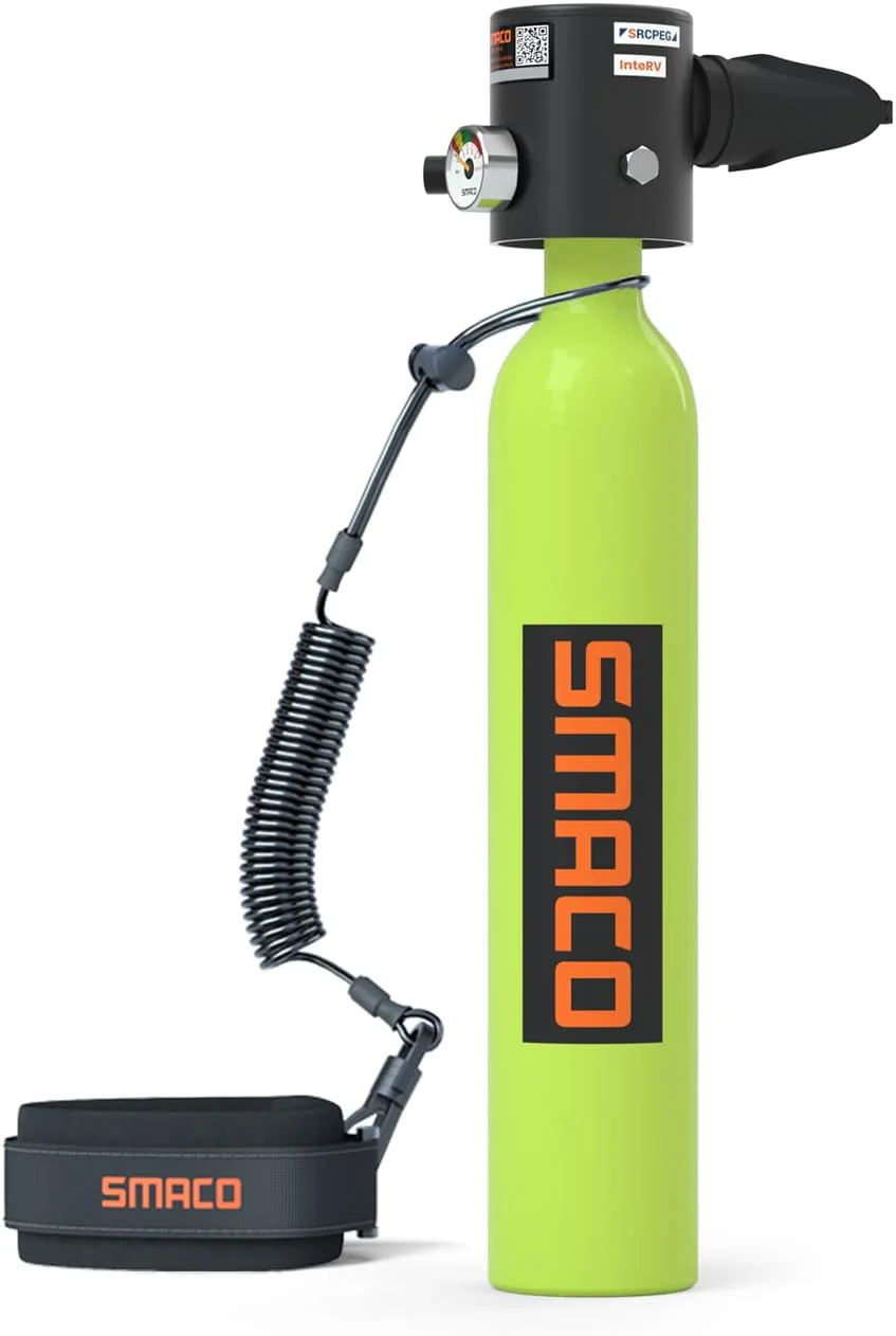 Mini Scuba Tank 0.5L Portable Scuba Diving Tank Support About 6 Minutes Underwater Breathe, Scuba Diving Cylinder with 0.5L Capacity 3000Psi/200Bar Maximum Pressure for 33 ft Depth Diving