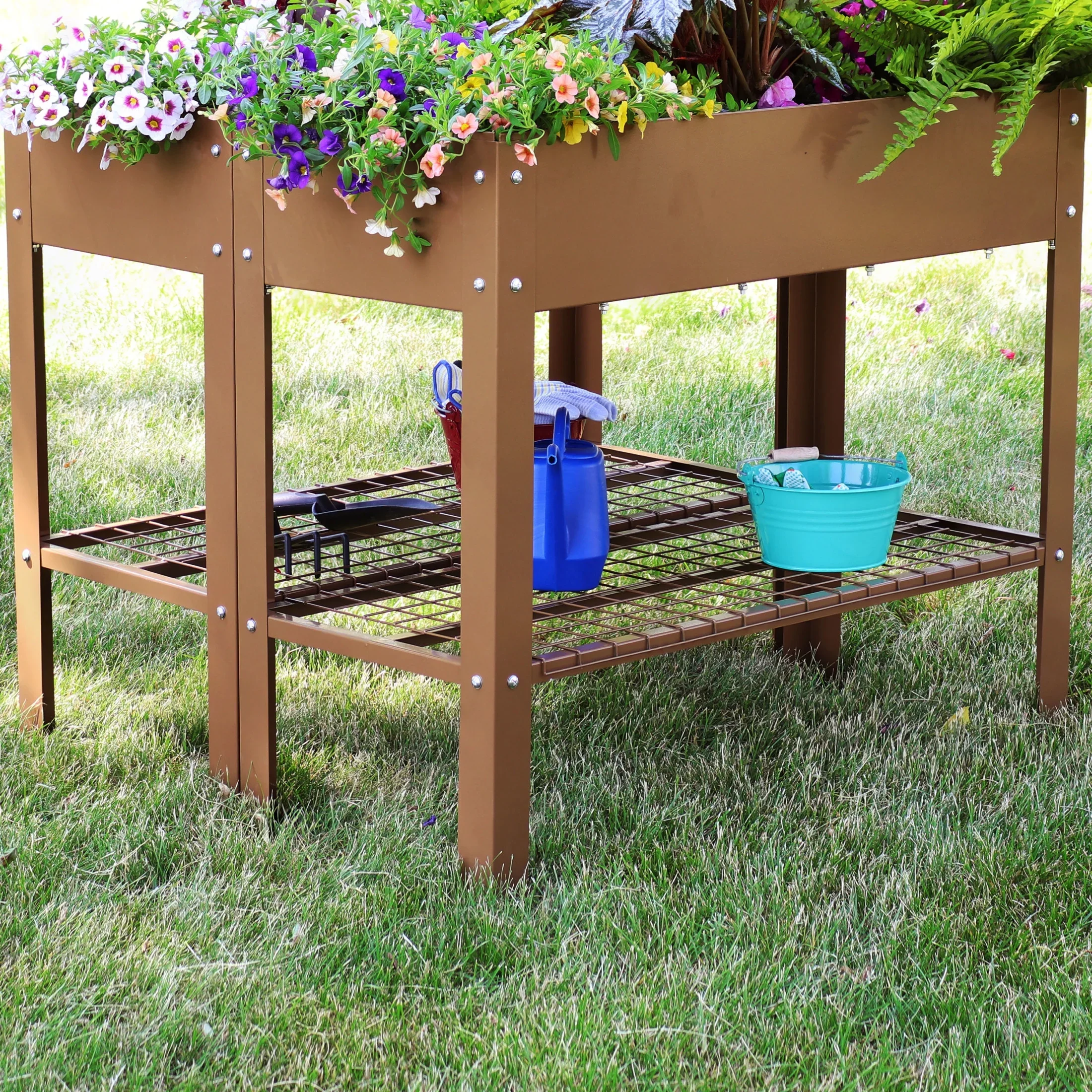 Sunnydaze 35.75 x 16 x 31.75 Black Galvanized Steel Raised Garden Bed, Set of 2