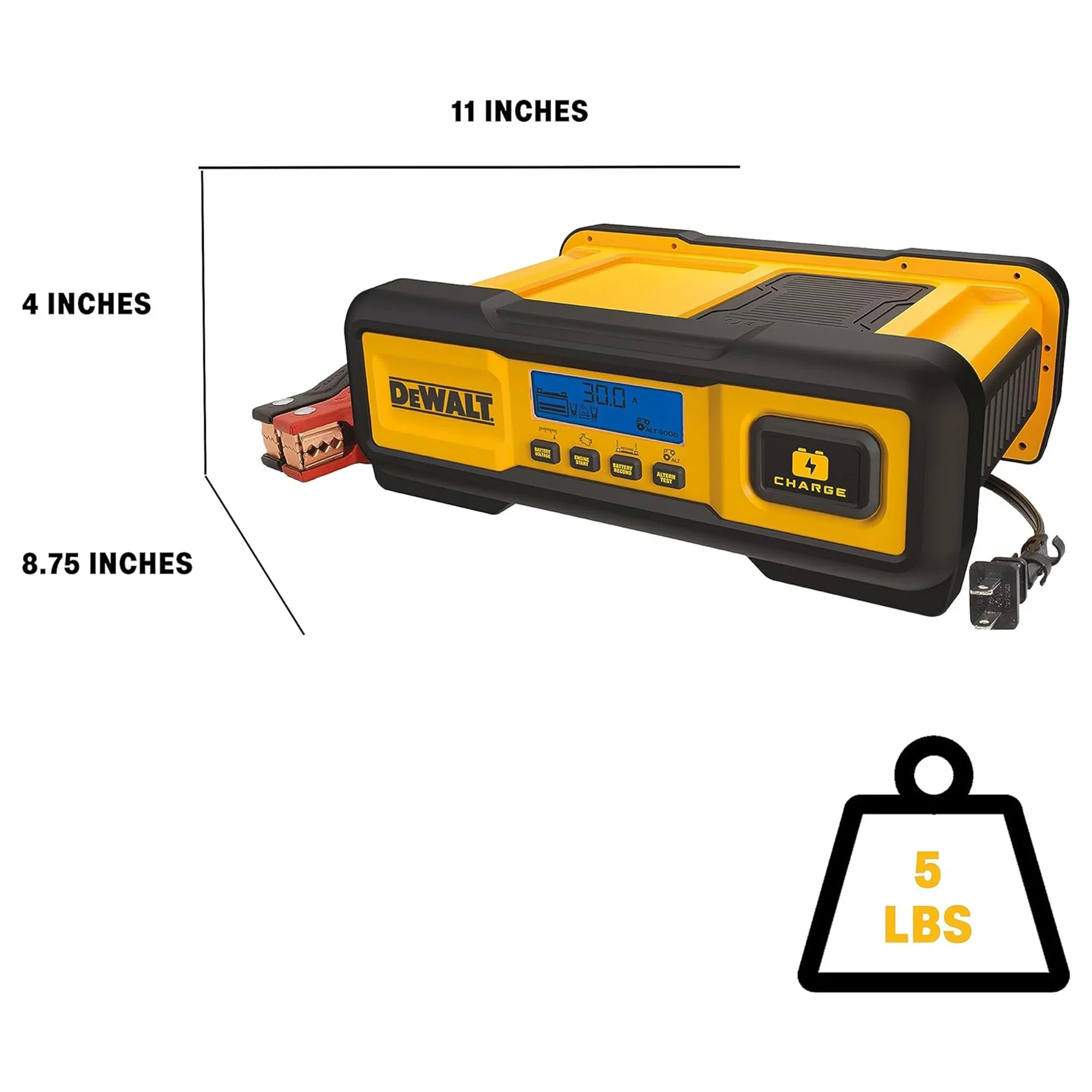 DEWALT Auto or Marine Battery Charger, Maintainer with LCD Screen, 30 Amps