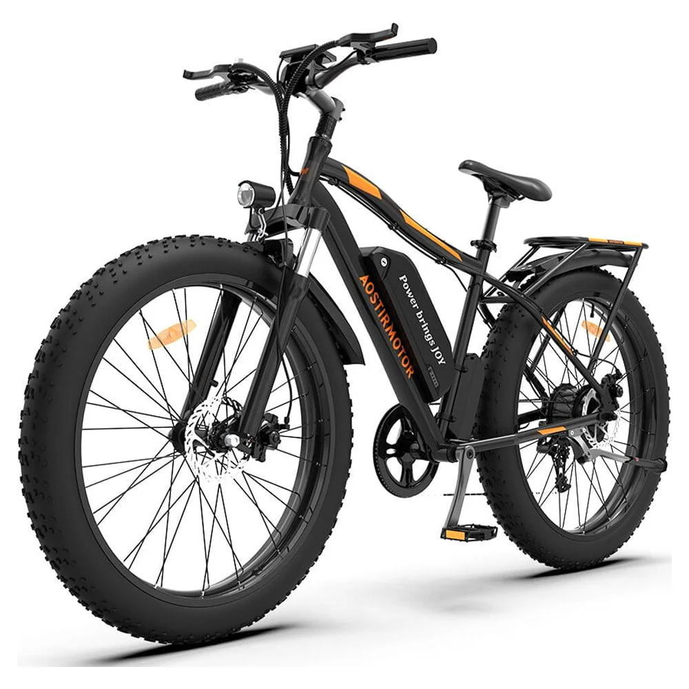 Electric Mountain Bike, 48V 13AH Removable Lithium Battery 750W Ebike with Rack, 26" 4.0 inch Fat Tire Bike, Electric Bicycle for Adults(Black)
