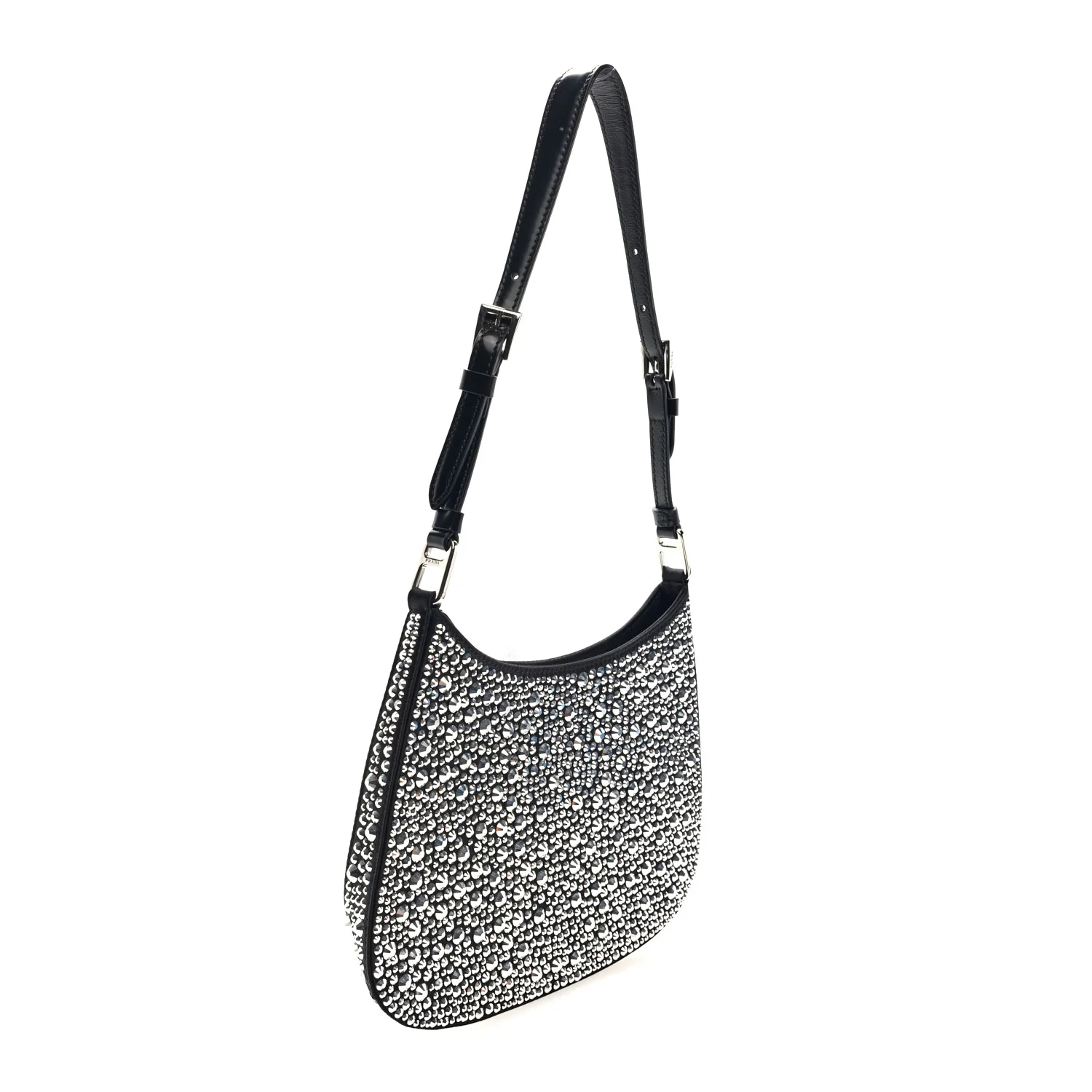 Satin Crystal Cleo Adjustable Strap Shoulder Bag Metal