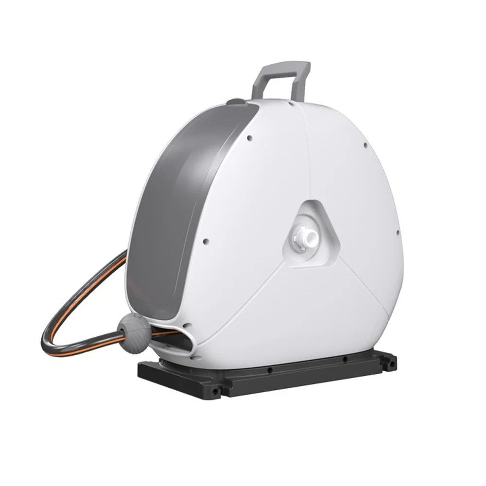 Giraffe Tools Ground Mounted Retractable Garden Hose Reel-1/2in-82ft, Light Grey